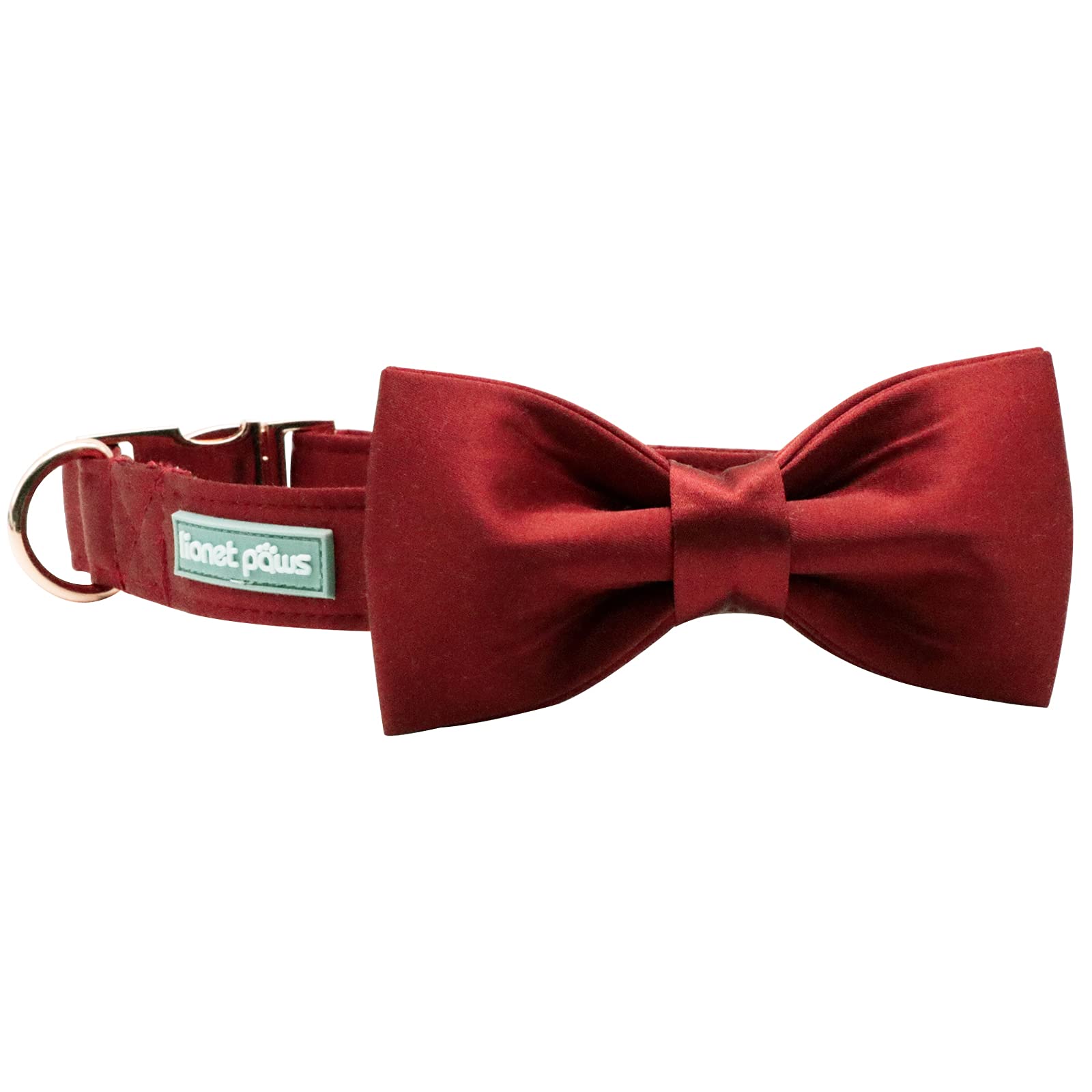 Lionet Paws Bowtie Dog Collar - Comfortable Silk Dog Collar With Detachable Bow Tie For Small Dogs Wedding, Neck 10-16 Inches