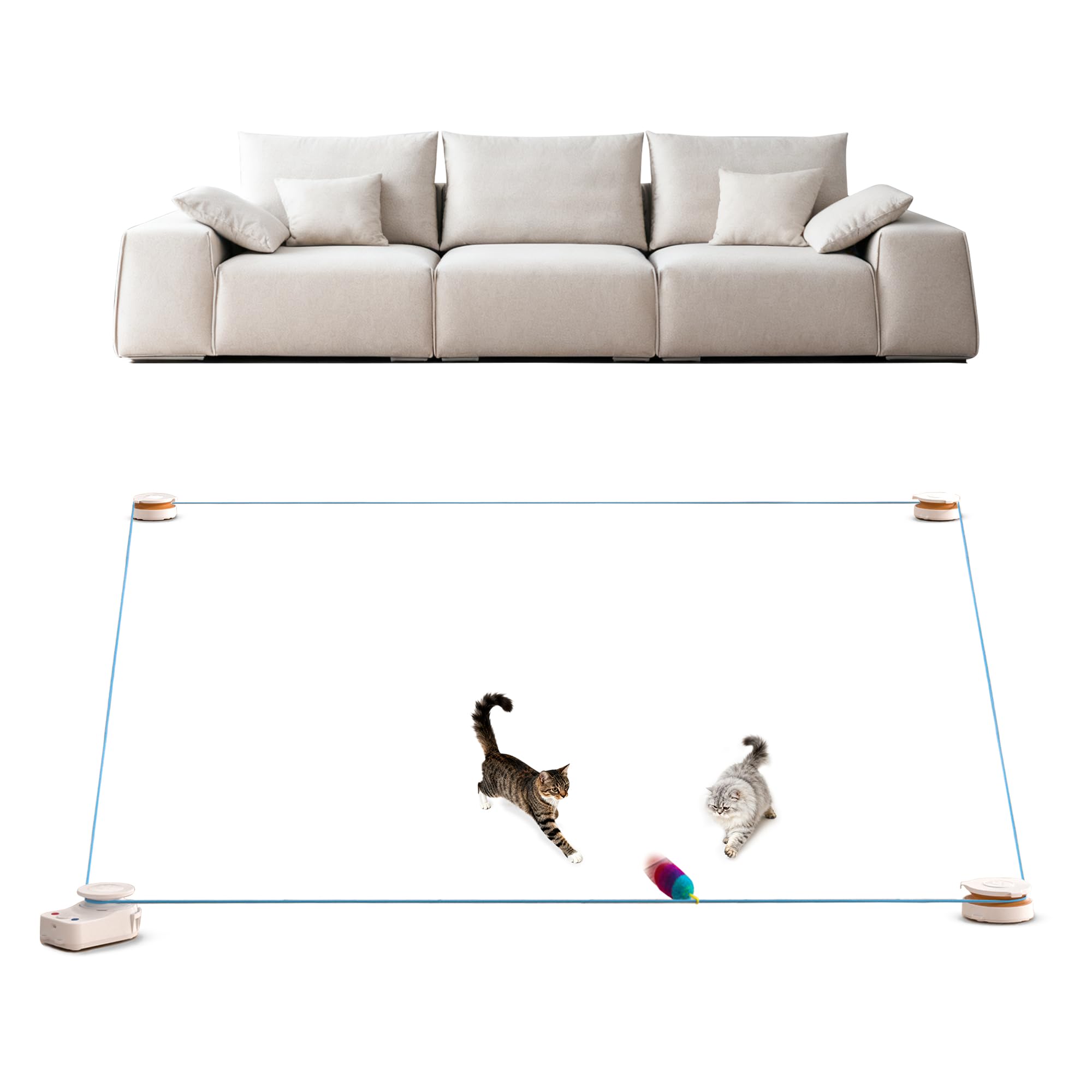 Interactive Cat Toy for Indoor Cats - Automatic Moving & Enrichment Toy for Indoor Cats/Kitten, Auto/Manual Control Cat Treadmil