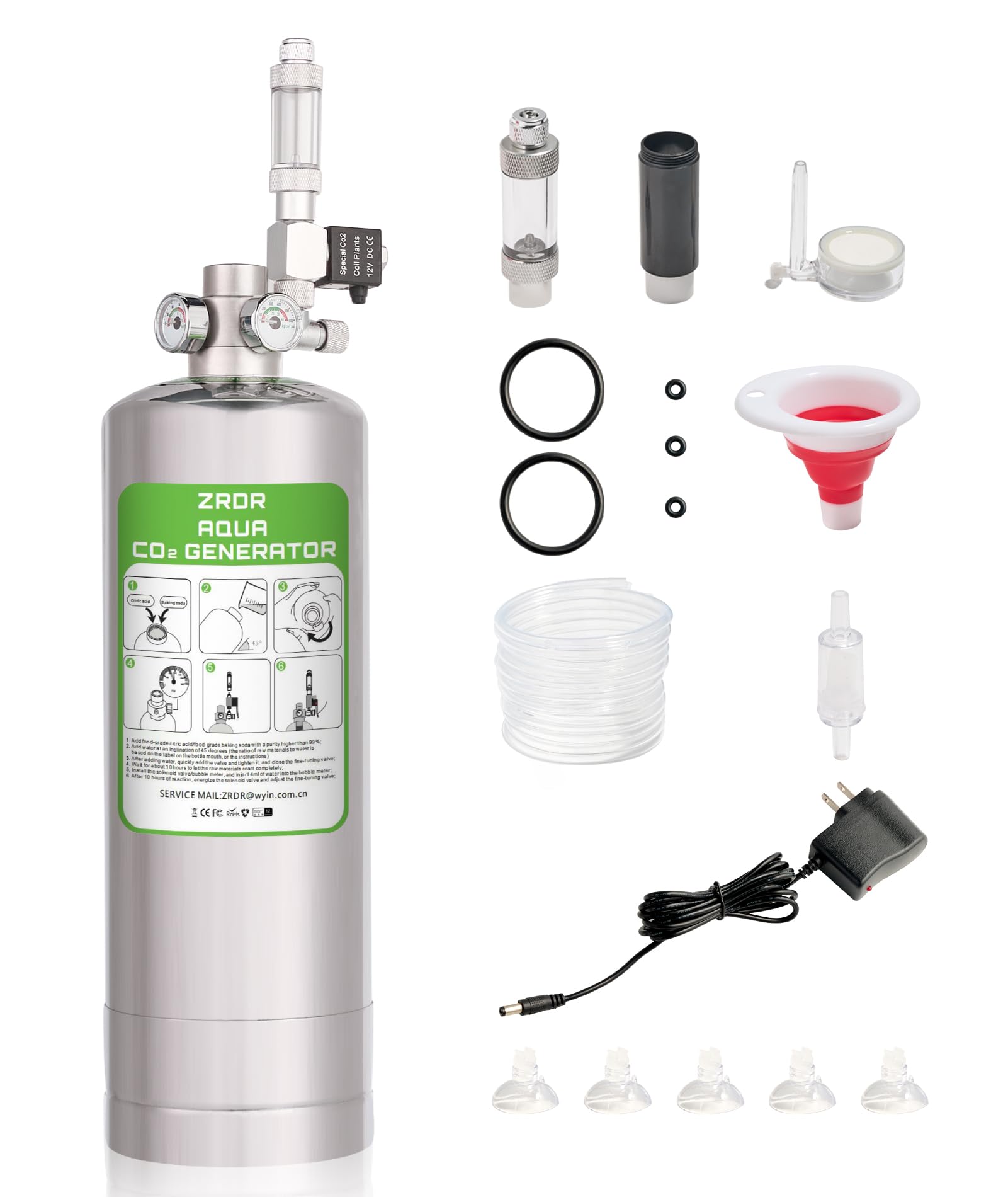 ZRDR 4L Co2 Generator System with Dual Gauge Display Pressure Gauge,DIY Co2 Generator System Kit, Automatic Pressure Relief Valv
