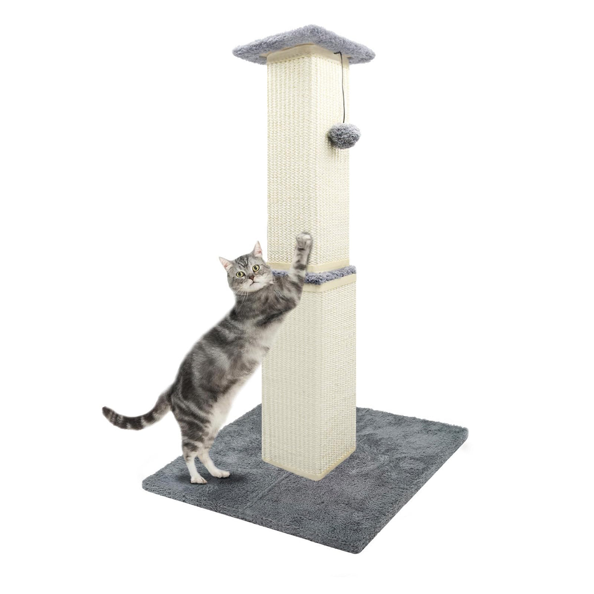 Crazydeer Cat Scratching Post For Indoor Cats, 32' H Large Sisal Cat Scratch Post With Ball, Sturdy And Durable Cat Scratcher F
