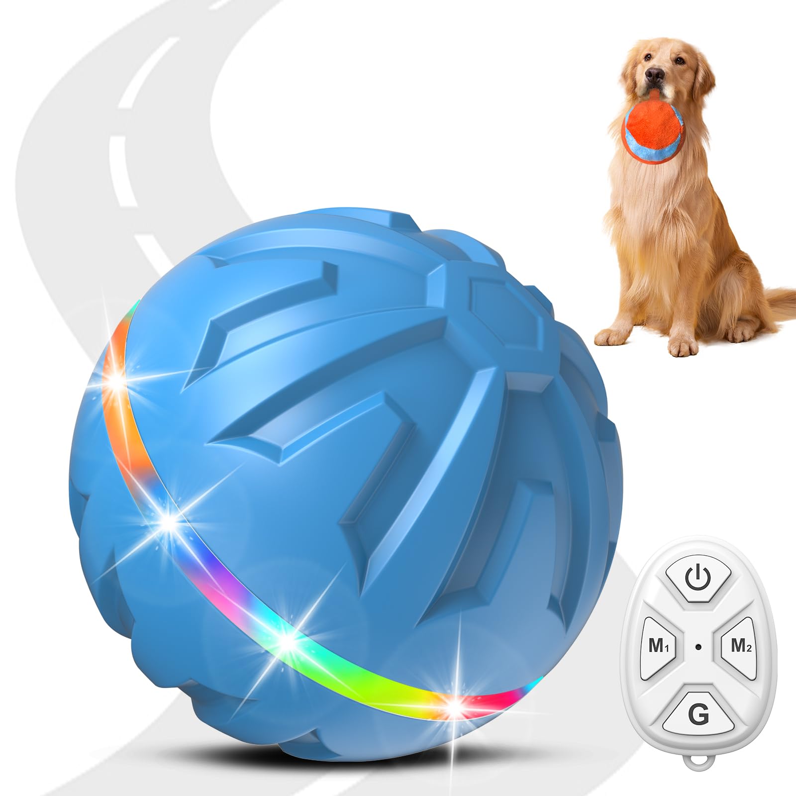 Bolpetizo Interactive Dog Toys Ball With Remote Control Led Lights, Durable Rubber Peppy Pet Ball For Medium Large Dogs, Automat