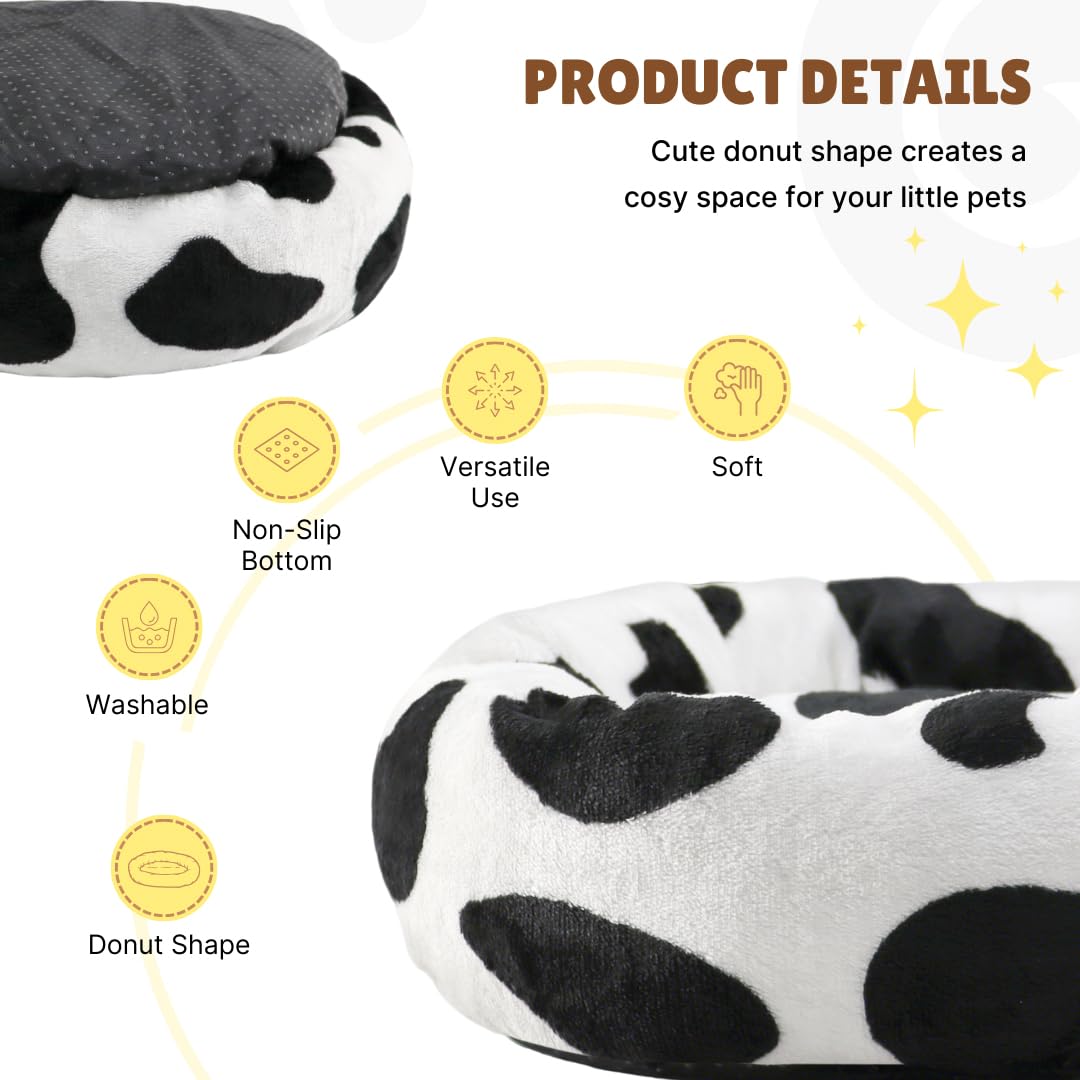 Hendshe Guinea Pig Bed Soft Washable Donut-Shaped Burrowing Pet Bed For Dwarf Rabbits, Hedgehogs, Chinchillas, Ferrets, Rats Sma