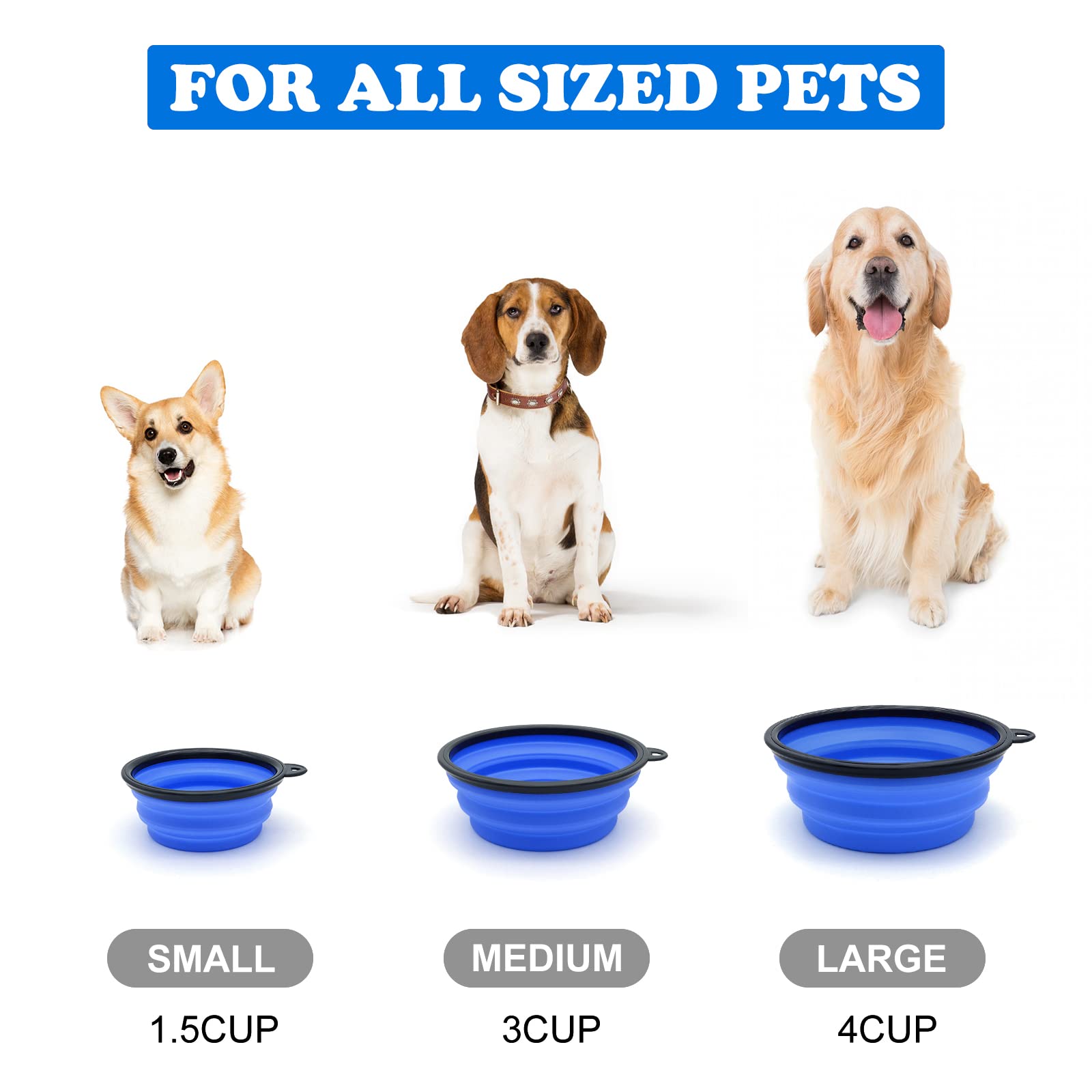 Collapsible 2-Pack Small Dog Travel Bowl, Collapsible Bowls For Dogs, Foldable Cat Water Bowl, Portable Pet Feeding Watering Tra