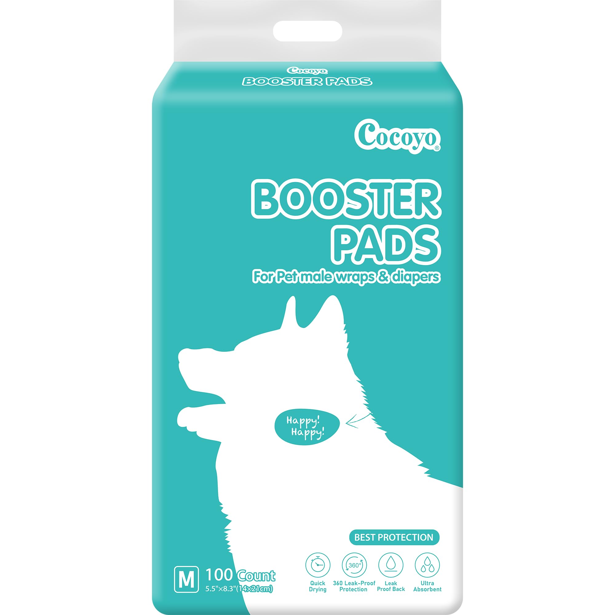 COCOYO Booster Pads, Medium Size with Side Lead Proof, 100 Count