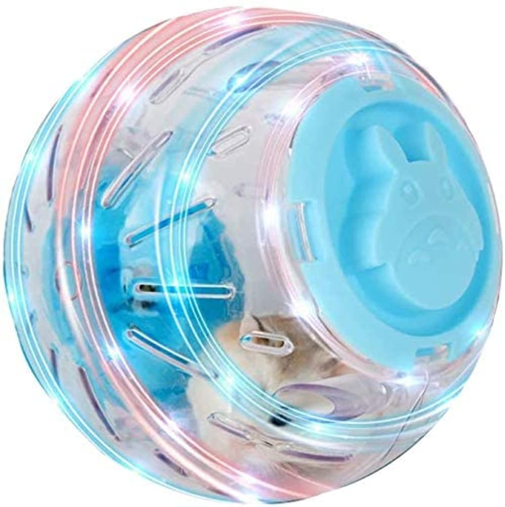 Flash Hamster Ball 15Cm 6Inch Running Activity Exercise Ball Toy Transparent Hamster Ball Small Animals Cage Accessories For Small Animals (L, Blue D)