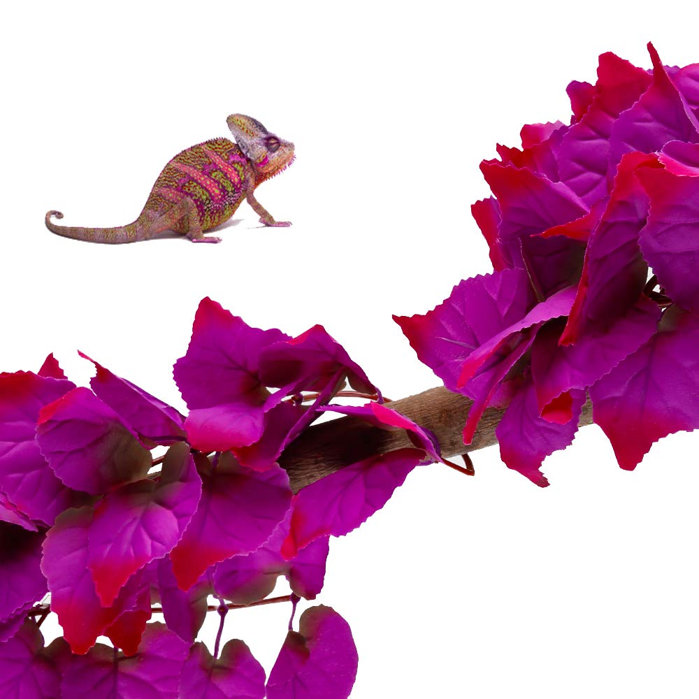 FiveBull 2 Pack Realistic Silk Hanging Plants for Reptile Terrarium, Non-Toxic Artificial Pink Decor, Safe Habitat for Bearded D