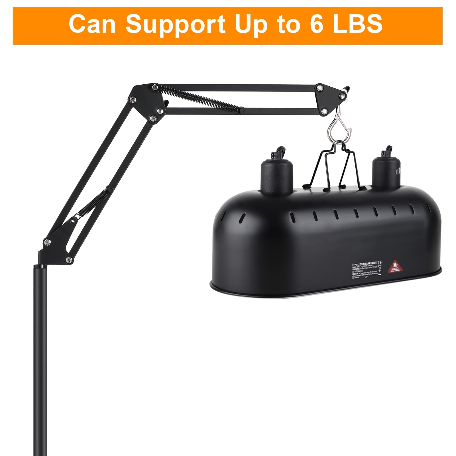 Dxoveen Reptile Lamp Stand Reptile Light Stand (15.7Inch To 74.3Inch) With 360 Adjustable Swing Arm, Heat Lamp Holder For Bearde