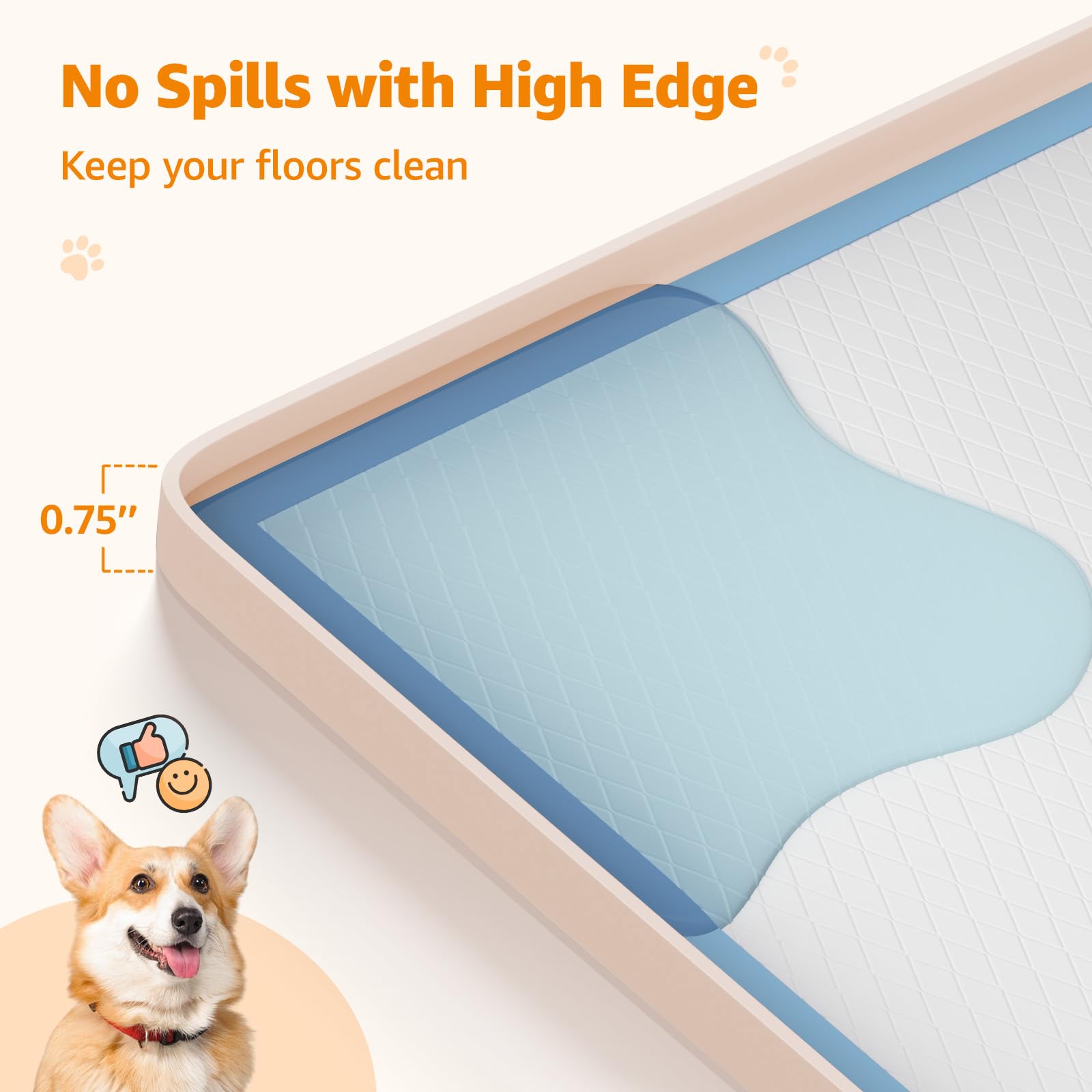 LOOBANI Dog Pee Pad Holder - 2 Pack Silicone Puppy Pad Holder - High Edge Dog Potty Tray with 4 Holder Clamps for Puppy Potty Tr