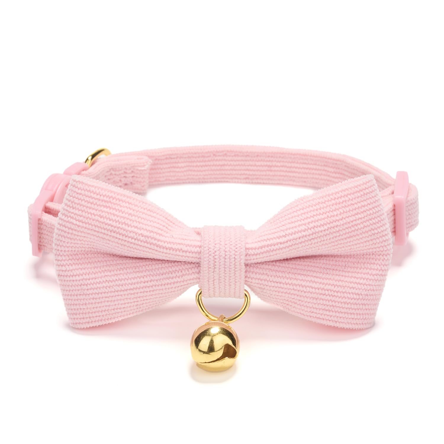 Ewinoom 2 Pack Soft Corduroy Cat Collars With Bow Tie & Bell, Adjustable Breakaway Cotton Kitty Bowtie Collar For Girl Female Ki