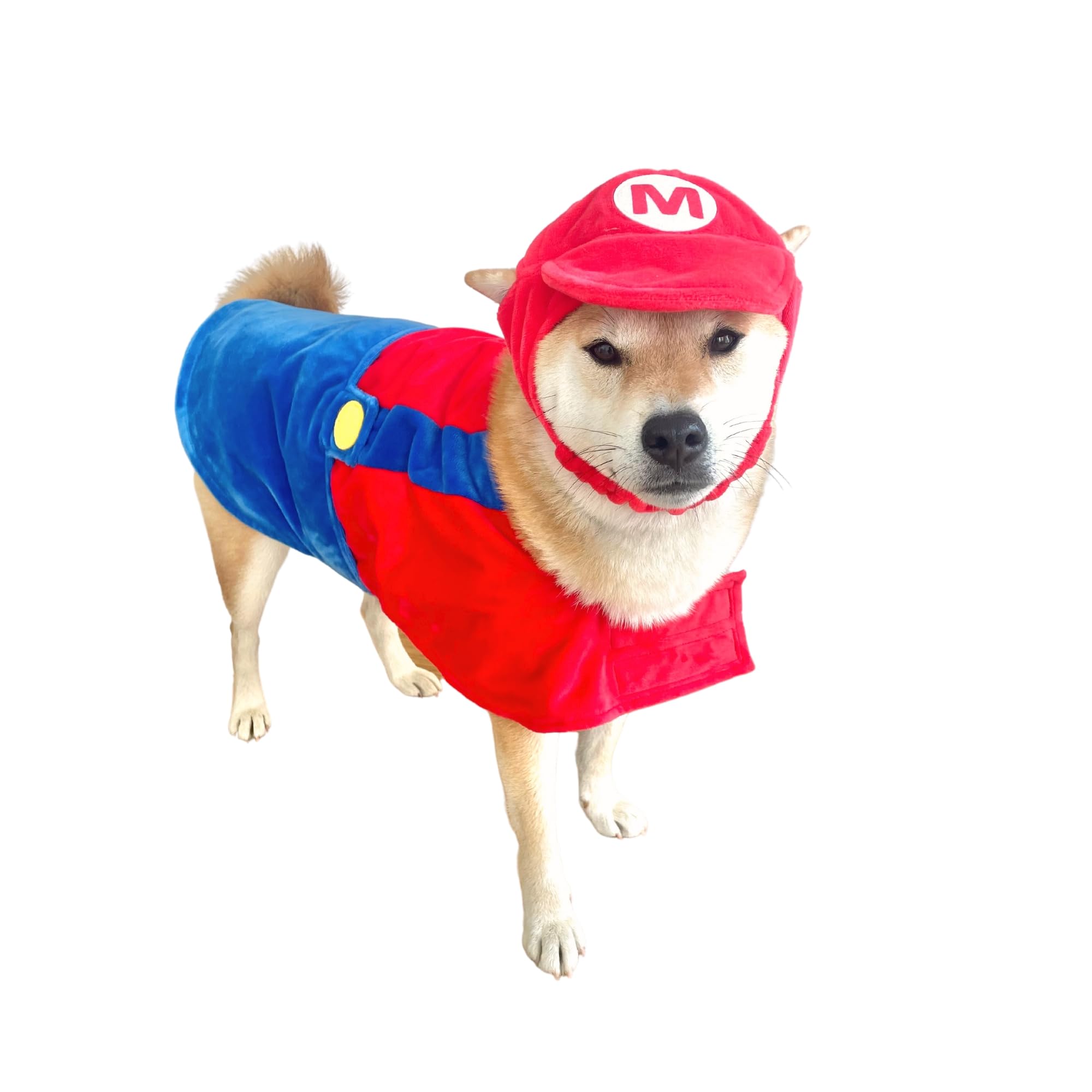 Comfycamper Hat And Suspenders Dog Costume - X Large Medium Small Lab Star Space Cosplay Halloween Costumes, Medium, Red