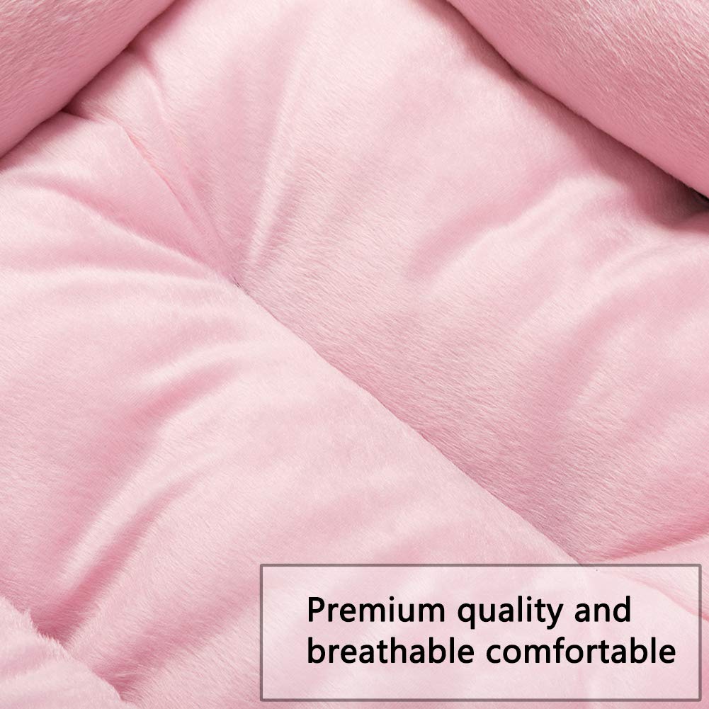 Hollypet Plush Self-Warming Dog Cat Bed, 19x15x7 inches, Fabric, Pink