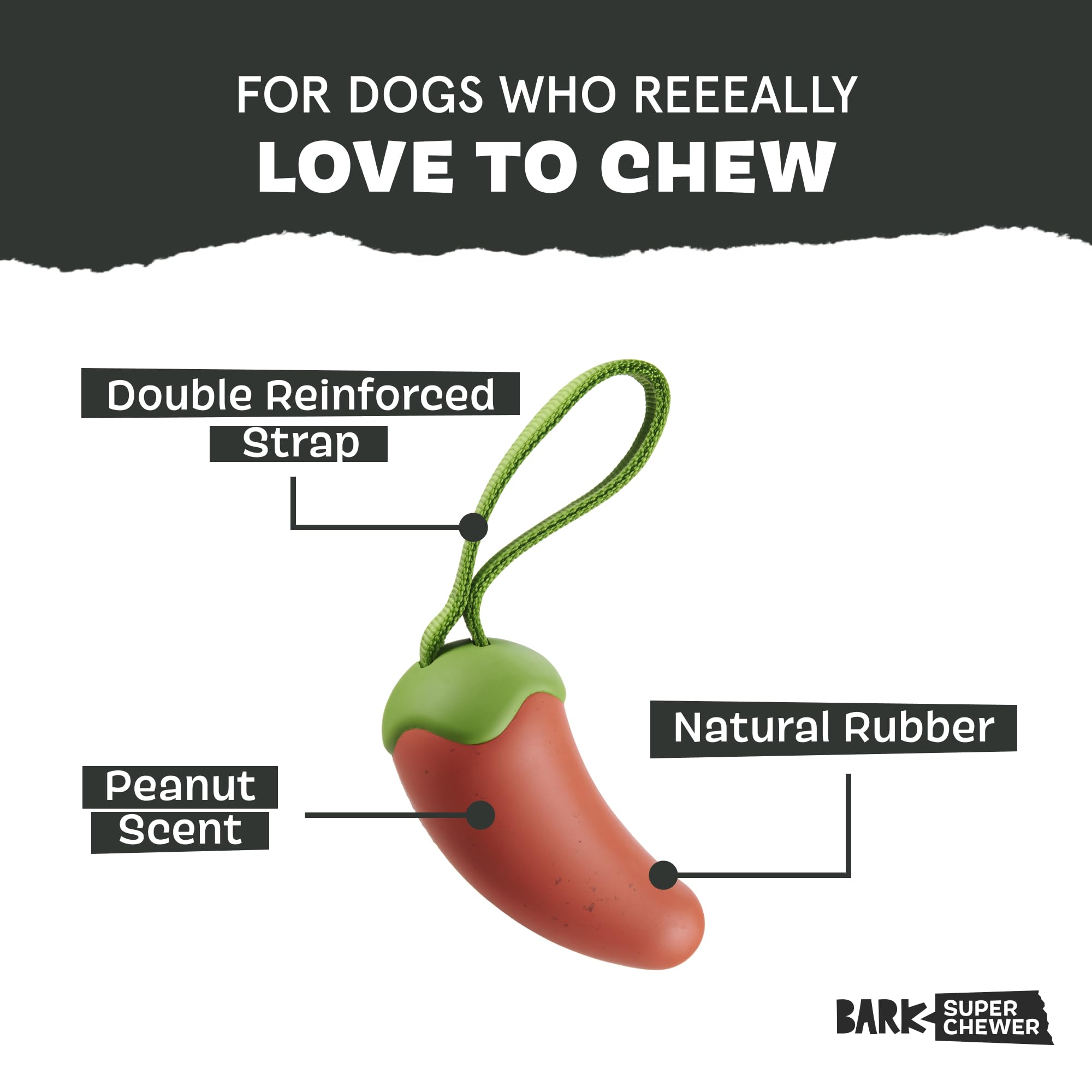 Barkbox Habanero Pupper Dog Toy For Medium Dogs Built For Aggressive Chewers, Who Love Tugging, Tossing And Thrashing Fun