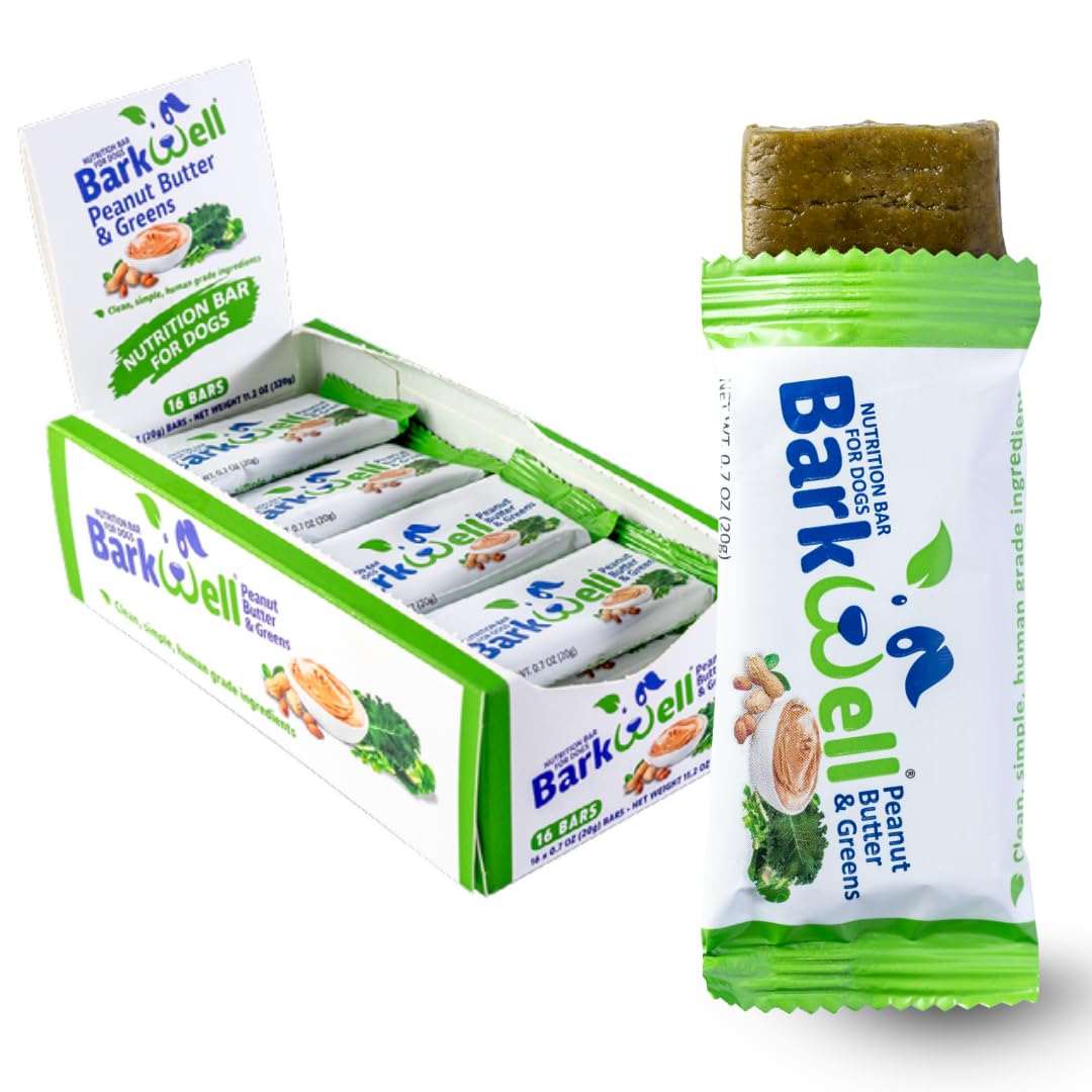 Barkwell Peanut Butter Bars For Dogs, 0.7 Ounce, 16-Pack (Greens)