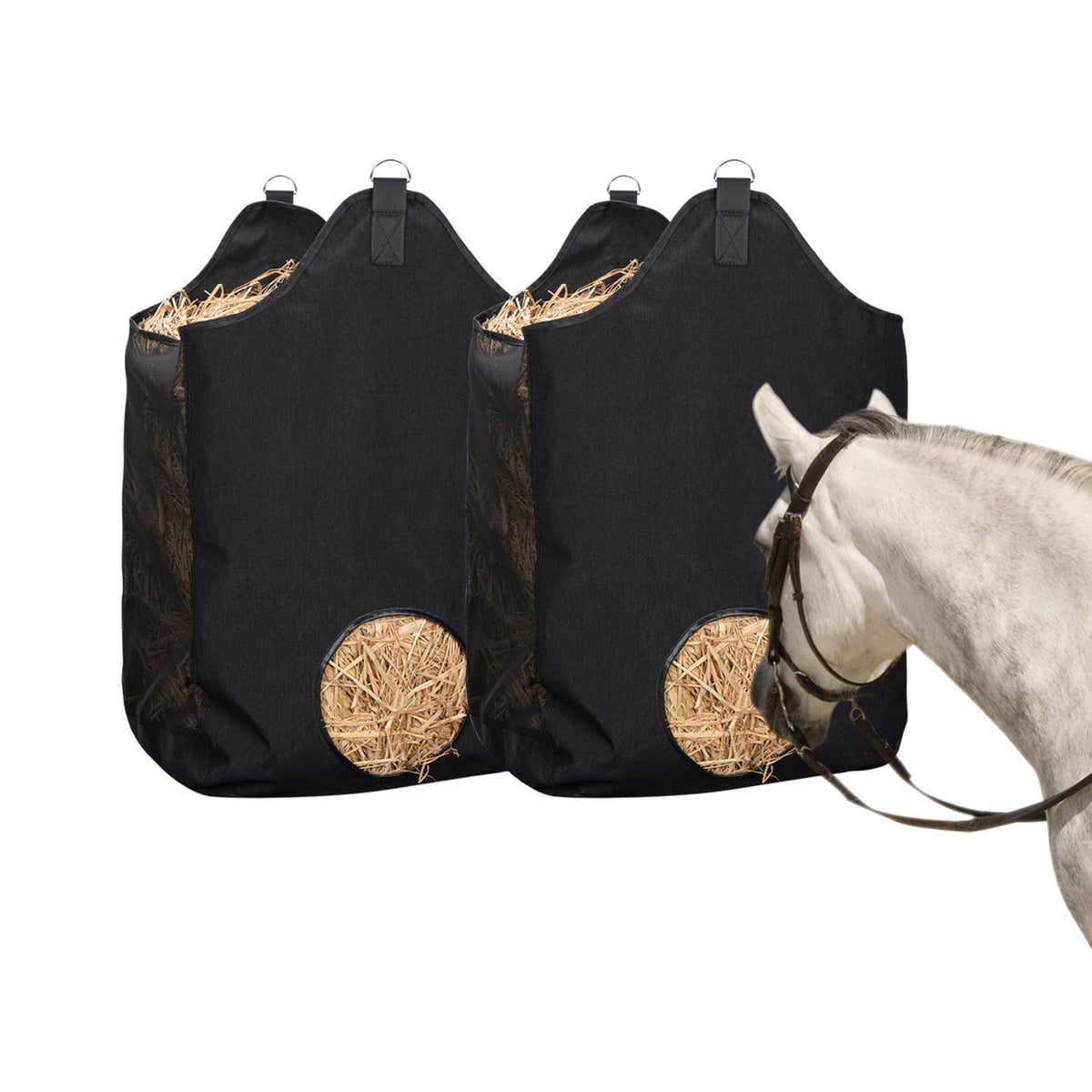 Zelarman 2 Pcs Hay Bags For Horse, Large Capacity Feeding Bag, Goat Hay Feeder, Hay Nets For Sheep, Open Feed Hole Hay Feeder For Slow Feeding