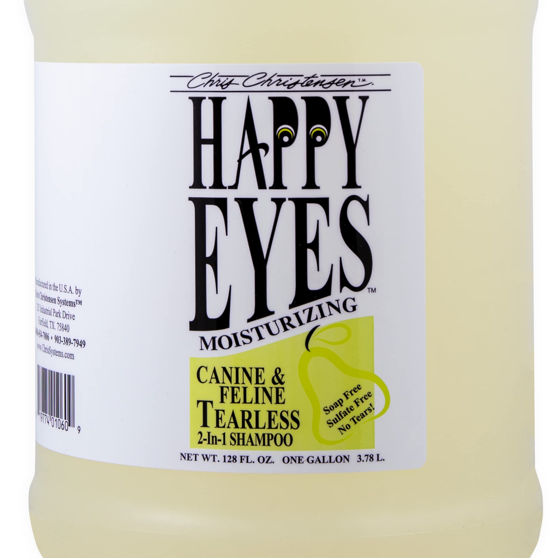 Chris Christensen Happy Eyes Ultra Concentrated Tearless Dog Shampoo, Makes Up To 5 Bottles, Groom Like A Professional, Hypo-Allergenic, Sulfate Free, No Tears, All Coat Types, Made In Usa (Gallon)