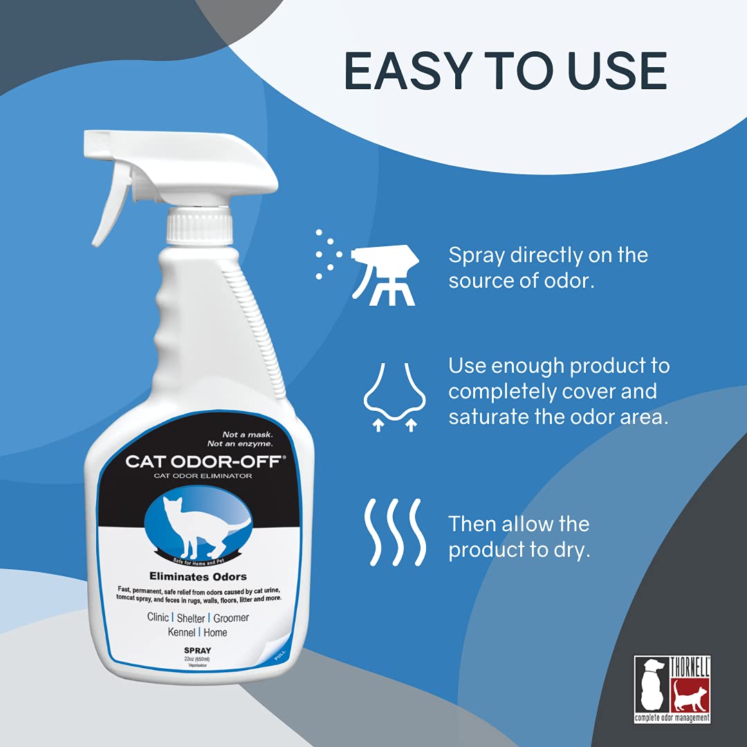 Thornell Cat Odor-Off Concentrate Pet Smell Odor Eliminator Bundle - Cat Odor Eliminator Concentrate For Pet Urine Odor, Tomcat