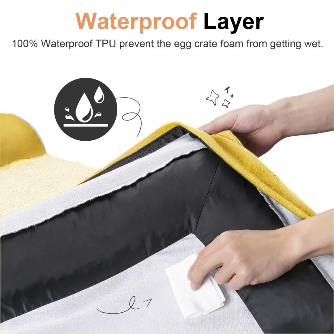 Large Dog Bed Orthopedic Washable: Beds Bolster Xl Bed Medium Large Dogs Egg Crate Foam Couch Sofa Waterproof With Removable Cover - Ginger