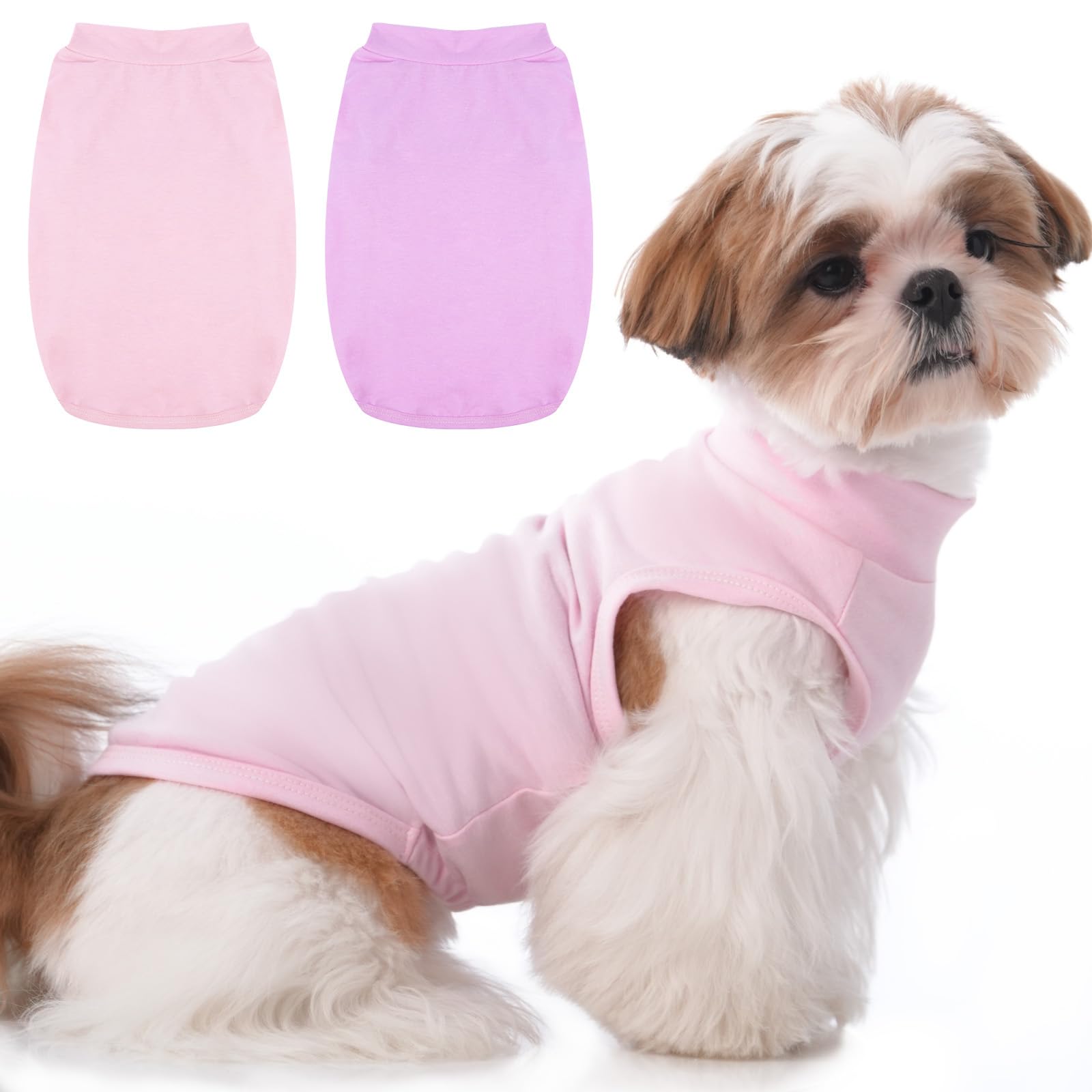 Migohi 2 Pack Lightweight Dog T-Shirts, Soft Small Dog Tee For Boys Girls, Puppy Pink Shirts For Spring Picnic, Camping, Thin Fa