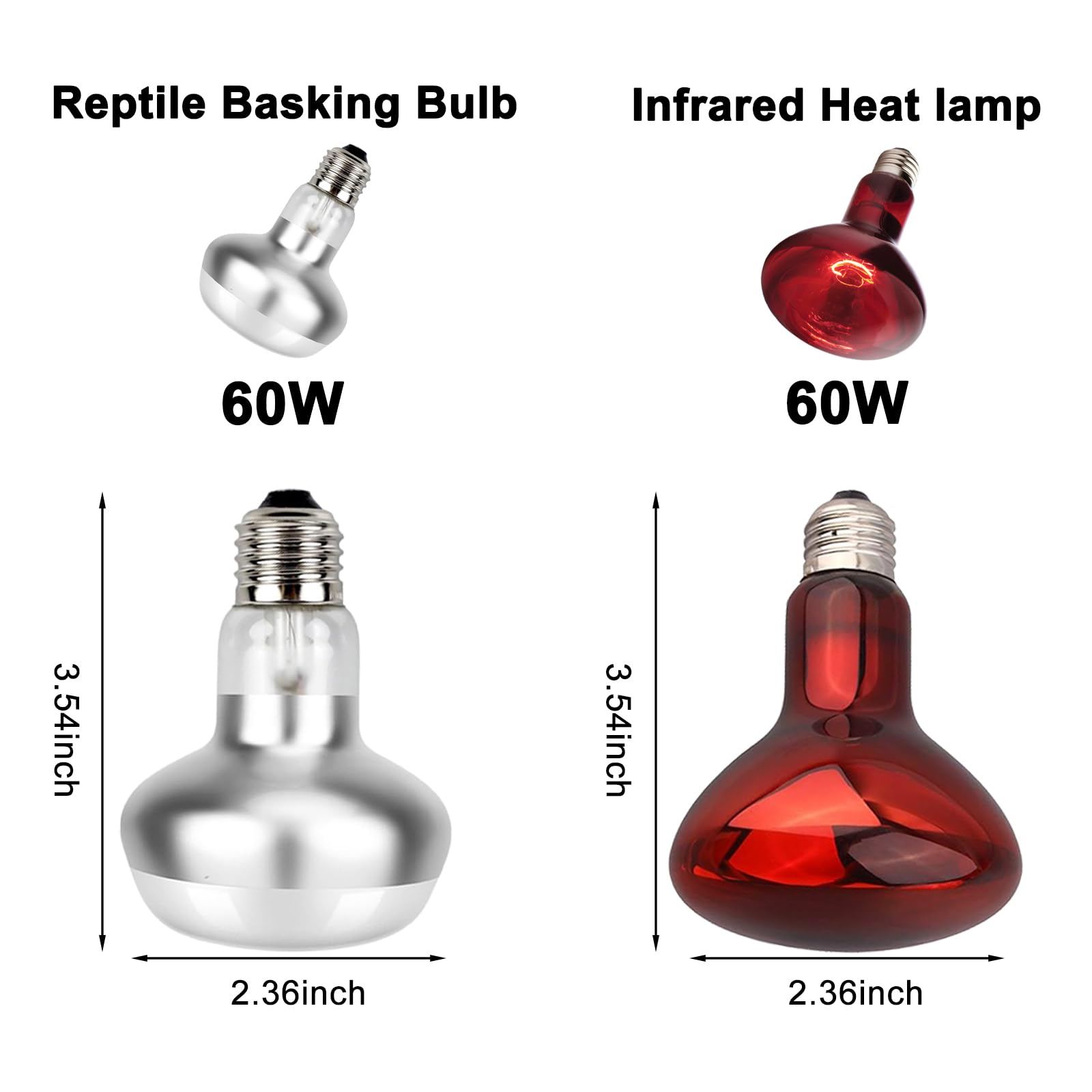 Dxophiex Nano Reptile Heat Lamp Fixture, Dual Reptile Light Fixture With 60W Basking Bulb & Infrared Bulb For Bearded Dragon, Tu