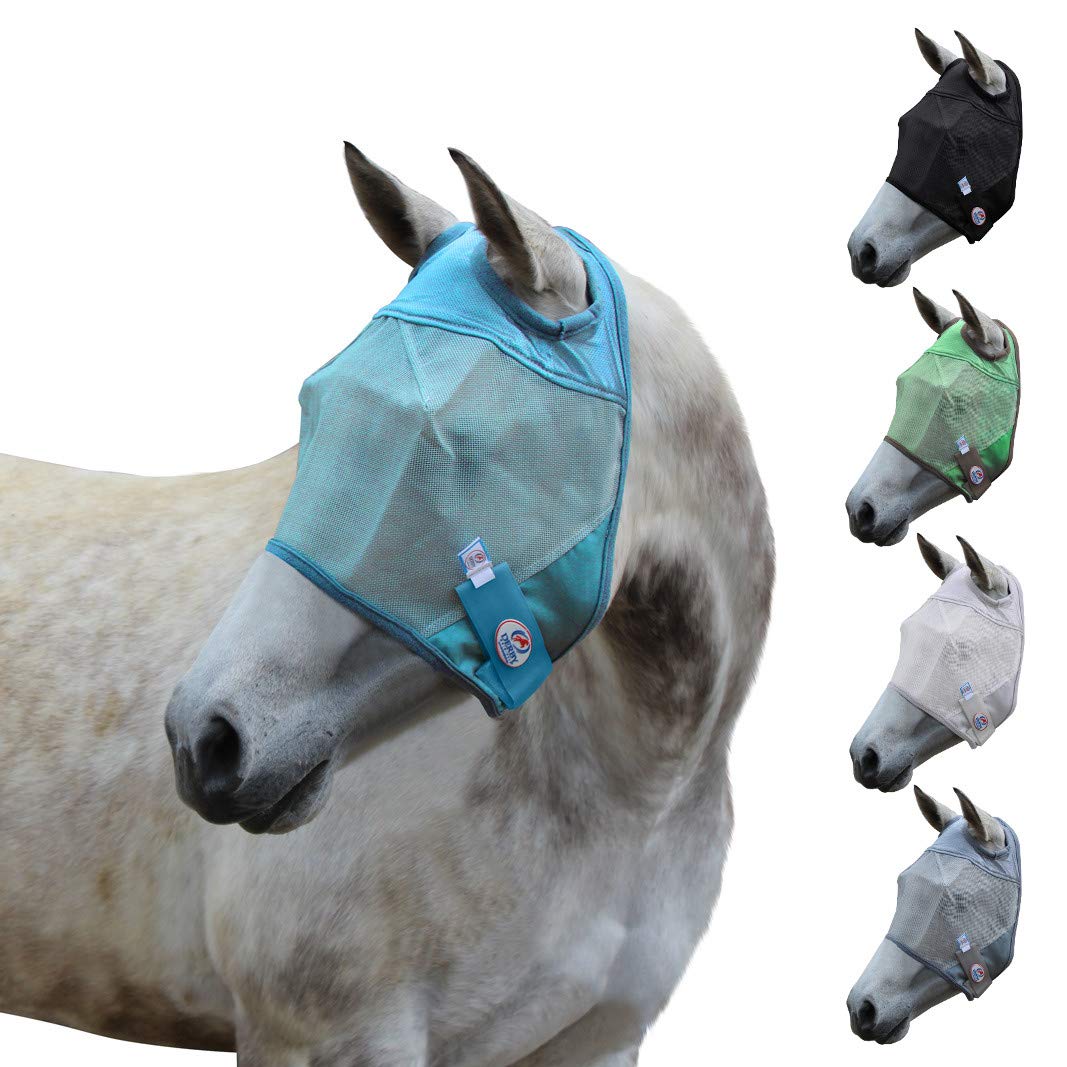 Derby Originals Reflective Mesh Fly Mask with 1 Year Warranty No Ears or Nose Cover,Summer Blue,Large (Full/Average),72-7107SB-L