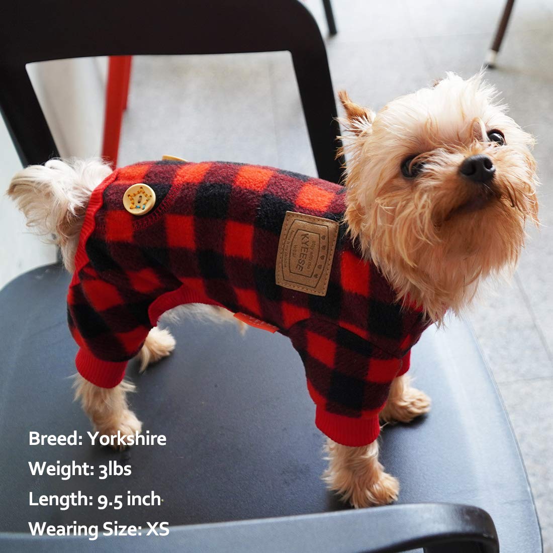 Kyeese Dogs Pajamas Plaid For Small Dog Red Buffalo Check Dog Pajama Onesie For Small Dogs