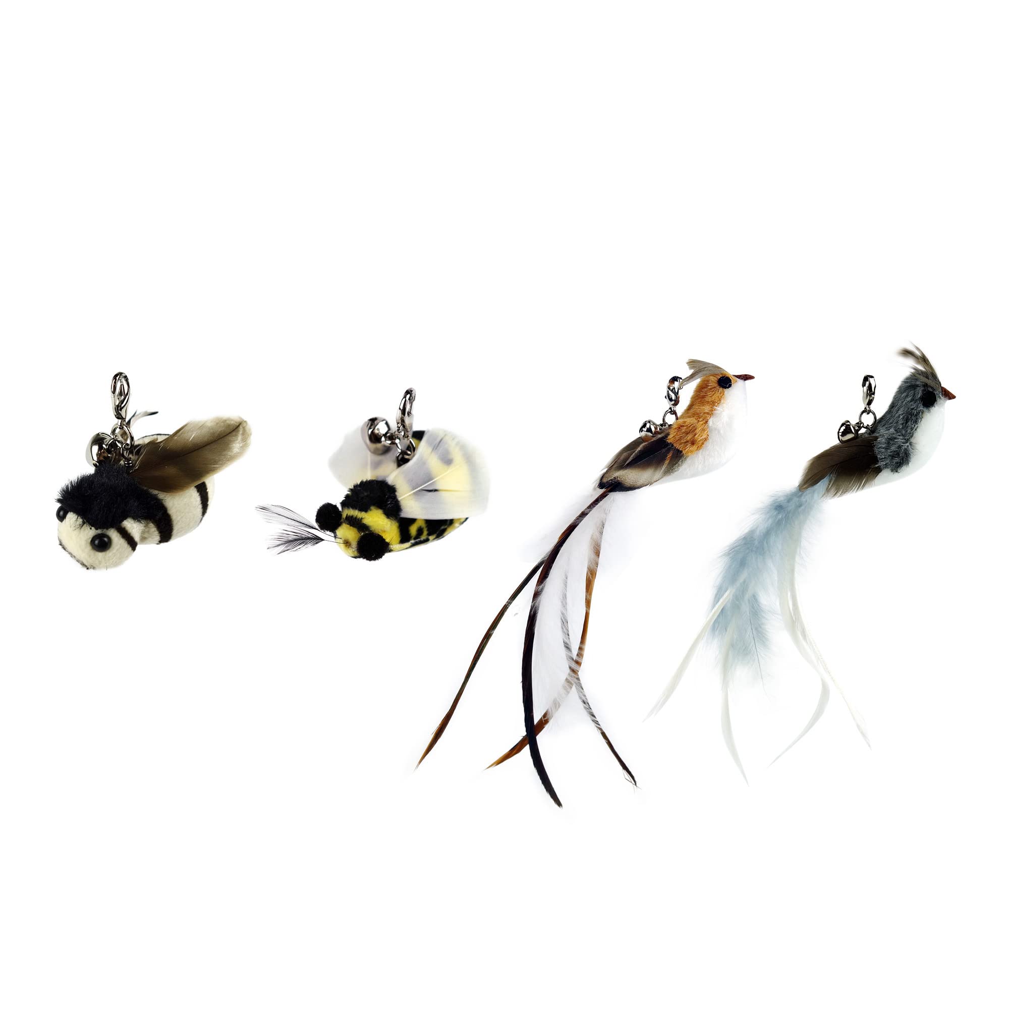 Ttcat Cat Feather Toy Replacement Cat Toy Wand Refills, 4 Pcs Simulation Insects Bird Feathers Refills, Cat Toy Replacement Feat