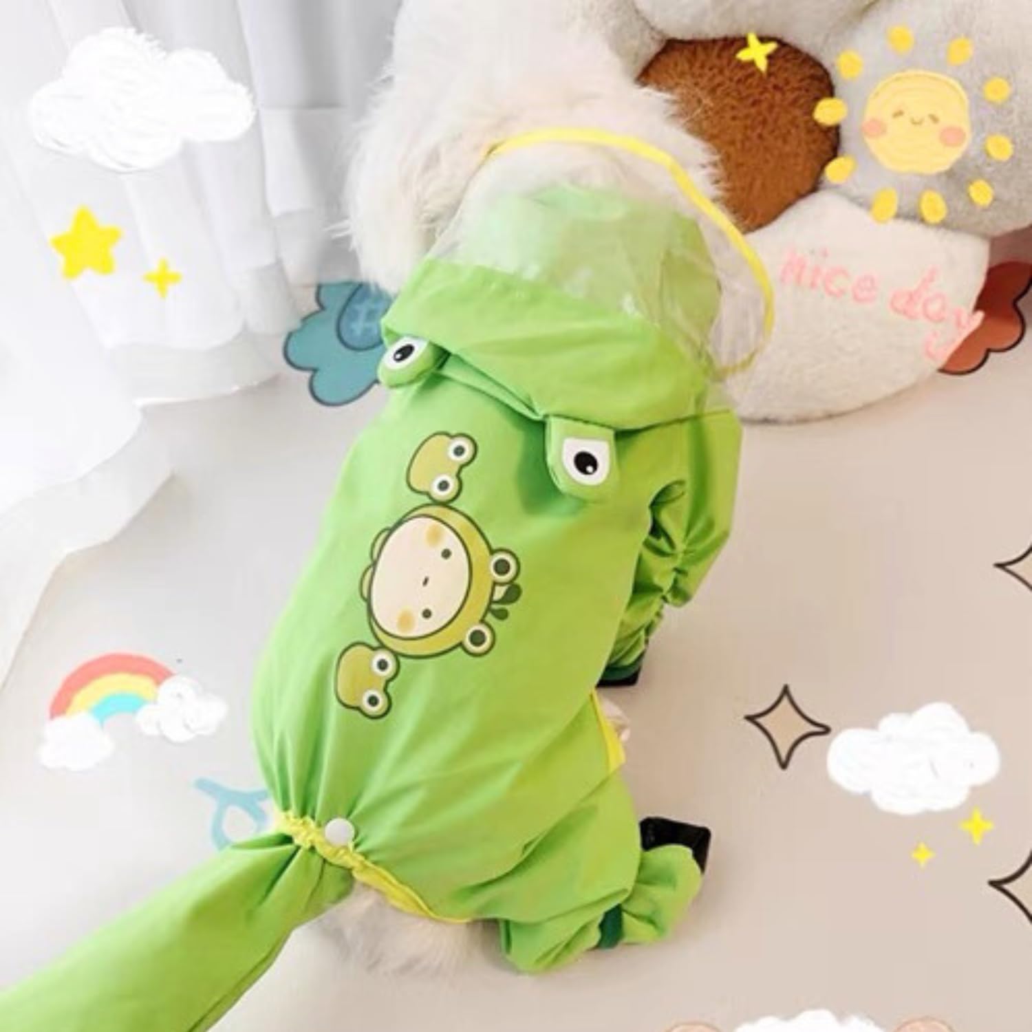Harikaji Small Dog Raincoat, Tail Protect Feet Cover Waterproof Dog Rain Jacket For Puppy (Frog, Xl)