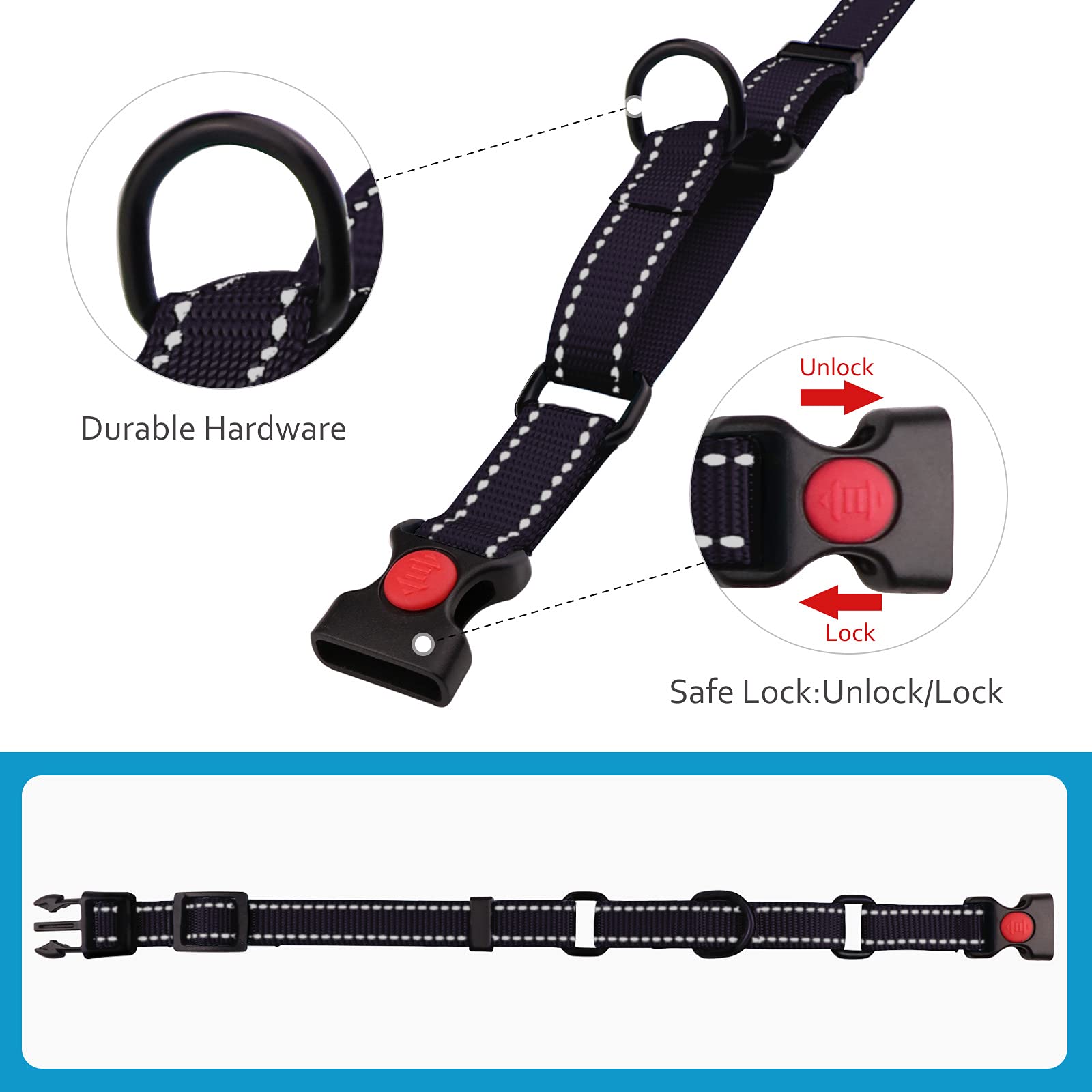 Martingale Dog Collar And Leash Set Martingale Collars For Dogs Reflective Martingale Collar For Small Medium Large Dogs(Black&M)