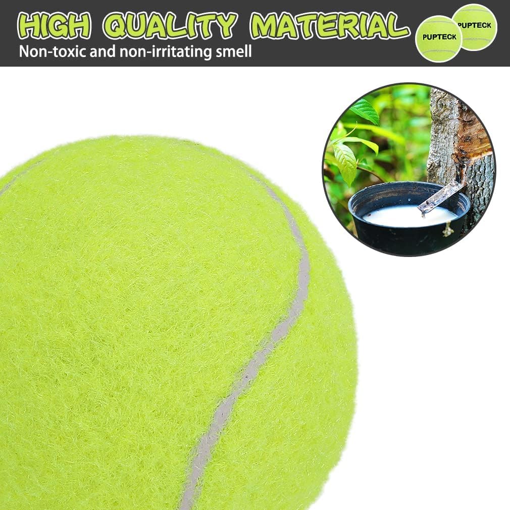 Pupteck Squeaky Tennis Balls For Dogs, 2.5' Training Bouncy Ball Toys 12 Packs For Dogs Playing, Exercise And Fetch