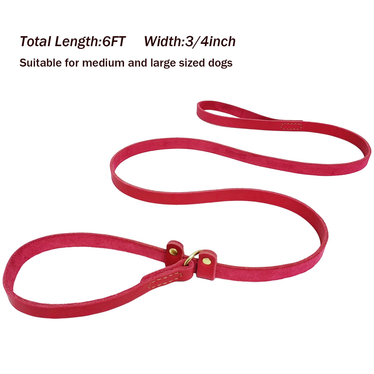 Lwbmg 5.6Ft Leather Dog Leash, Real Leather Slip Lead For Medium Large Dogs, Soft Adjustable Heavy Duty Pet Dog Training Leash -