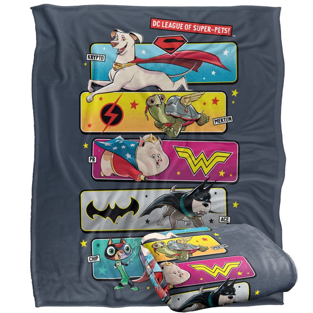 Dc League of Super Pets Blanket, 50x60 Pet Panels Silky Touch Super Soft Throw Blanket