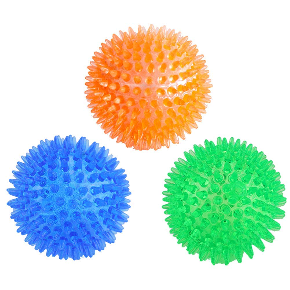 Pet Believe 3 Pieces Pet Squeaky Chewing Balls Dog Soft Stab Balls Cleaning Teeth Toys Balls with High Bounce for Small Medium L