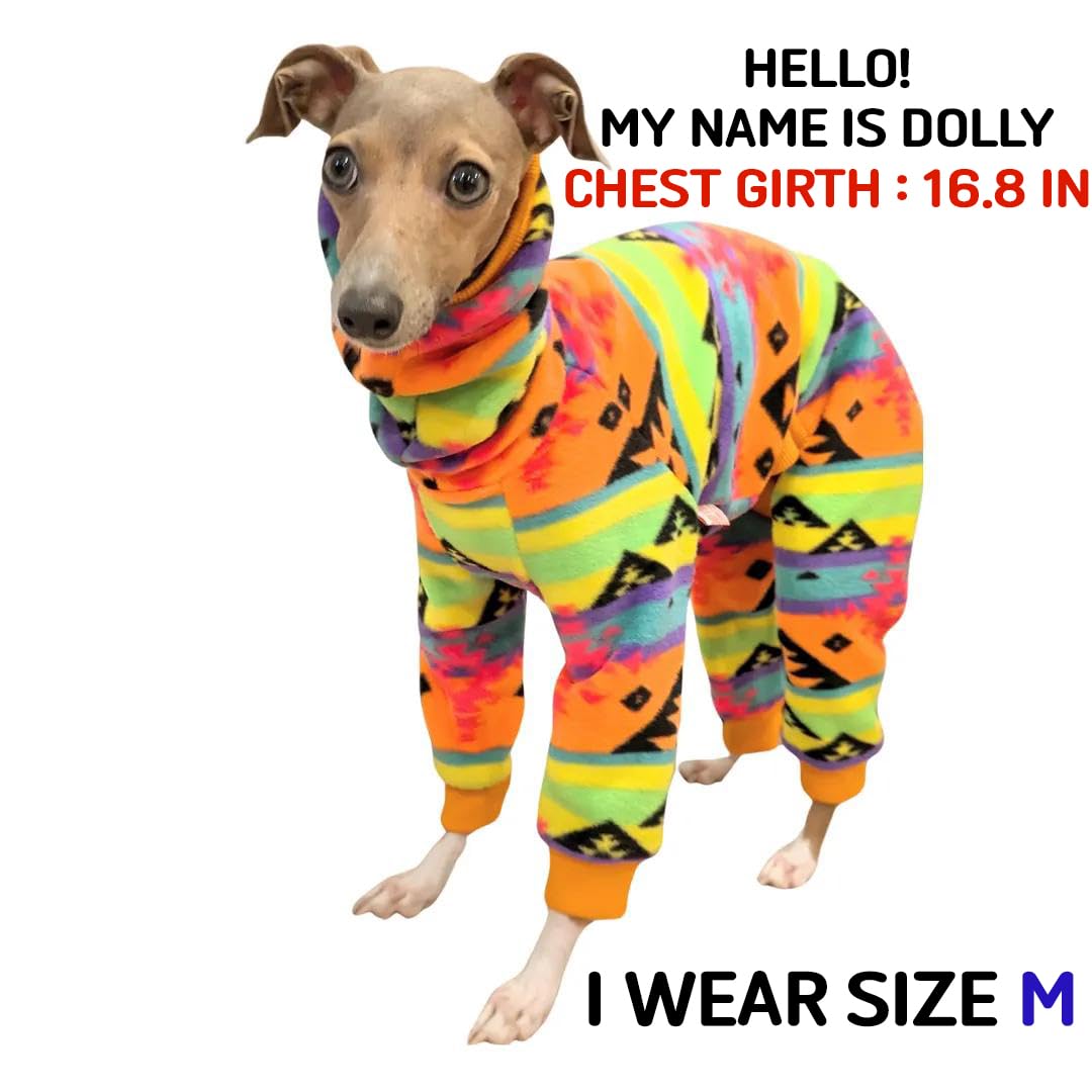 D Doggy Star Italian Greyhound Sweater Turtleneck Outfit Nordic Fleece Onesie Clothes Whippet For Dog Coat (S,Orange Nordic)