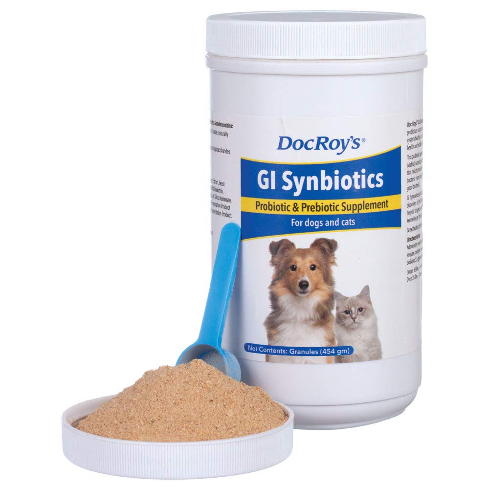 Revival Animal Health Doc Roy s GI Synbiotics- Probiotic & Prebiotic Supplement - for Dogs and Cats- 454 gm Granules