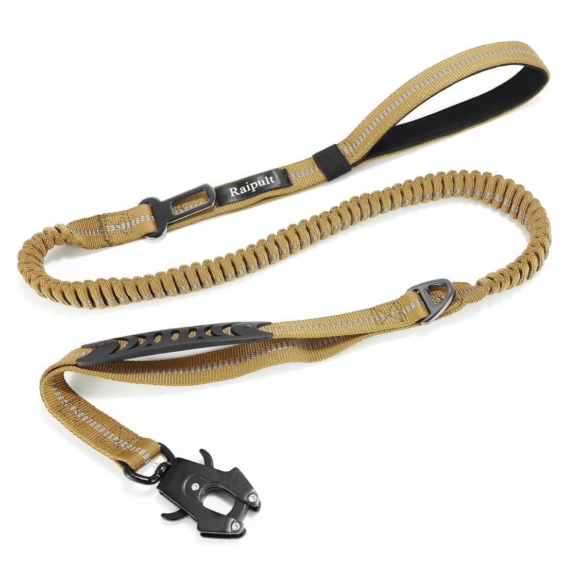 Raipult Heavy Duty Tactical Bungee Dog Leash, 4-6Ft No Pull Leash With Quick Release Carabiner, Reflective Shock Absorbing Lead 