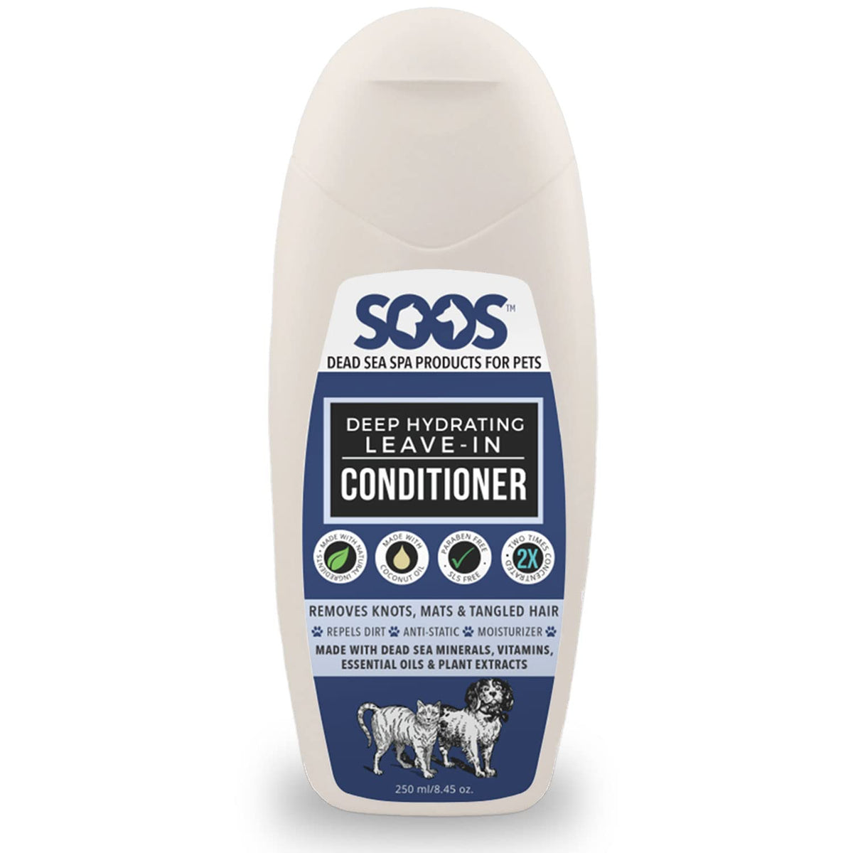 Soos Pets Natural Dead Sea Deep Hydrating Leave-In Conditioner, 250 Ml/8.45 Oz.