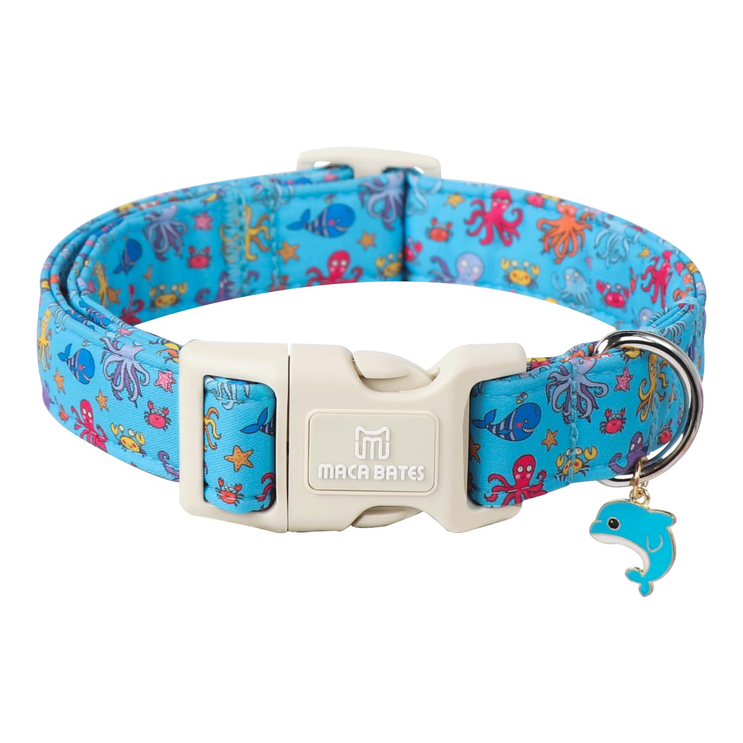 Maca Bates Cute Octopus Dog Collar Sea Blue Beach Puppy Collars Durable Adjustable Durable Nautical Fish Birthday Gift For Xs Sm