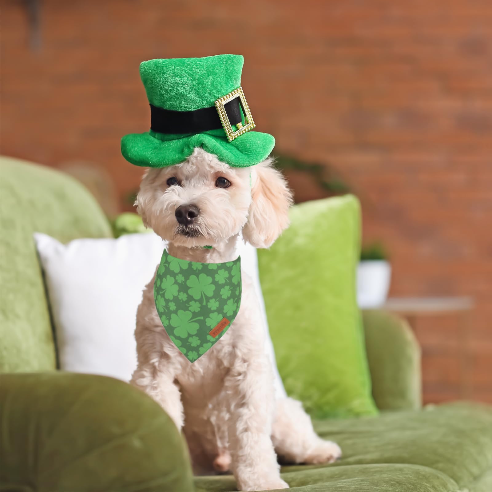 Ptdecor St. Patrick'S Day Dog Bandana, Reversible Dog Scarf, Multi Size Offered, Green Shamrock Pet Bandanas For Small Dogs Pets