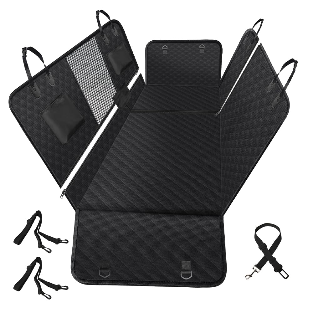 Vailge 6 In 1 Car Seat Cover For Back Seat, 60/40 Split, 100% Waterproof With Mesh Window, Scratch Prevent Anti-Slip Dog Hammock