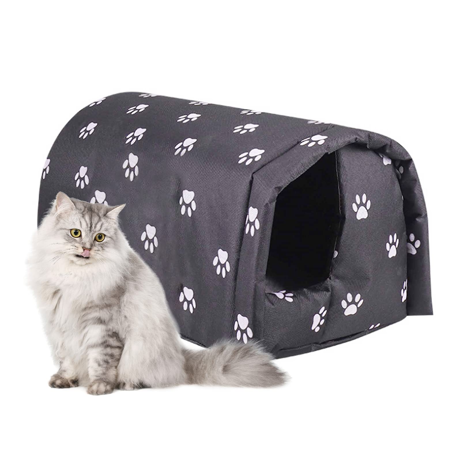 Fhiny Stray Cats Shelter, Waterproof Outdoor Cat House Foldable Warm Pet Cave For Winter Wild Animal Tent Bed Anti-Slip Kitten C