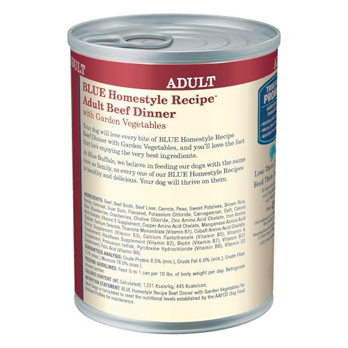 Blue Buffalo Homestyle Recipe Adult Wet Dog Food, Made with Natural Ingredients, Beef Dinner With Garden Vegetables, 12.5-oz Can