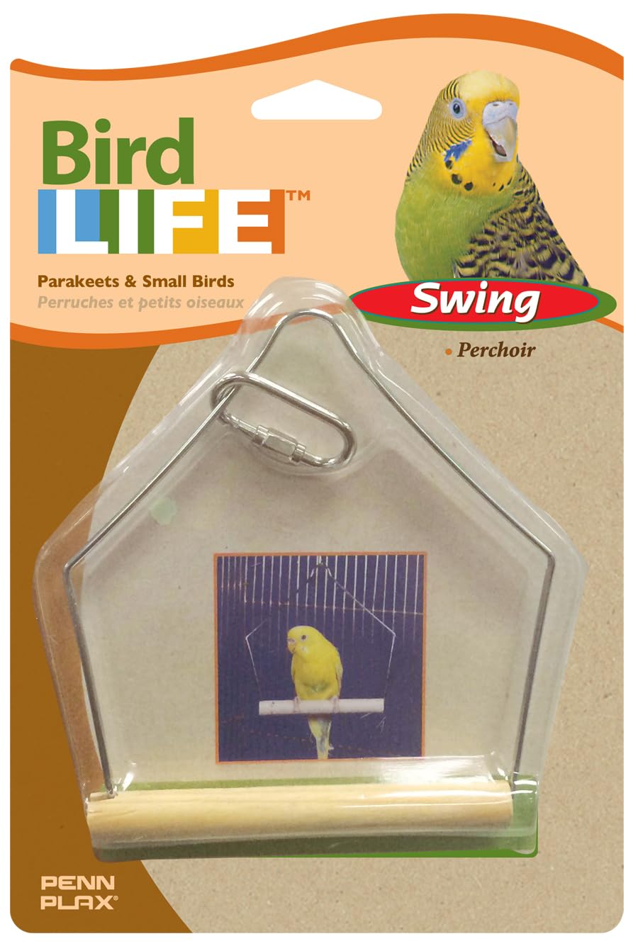 Penn-Plax Bird-Life Bird Swing For Cage | Natural Perch Stand | For Parakeets, Cockatiels, Lovebirds, Conures, And Small Sized B