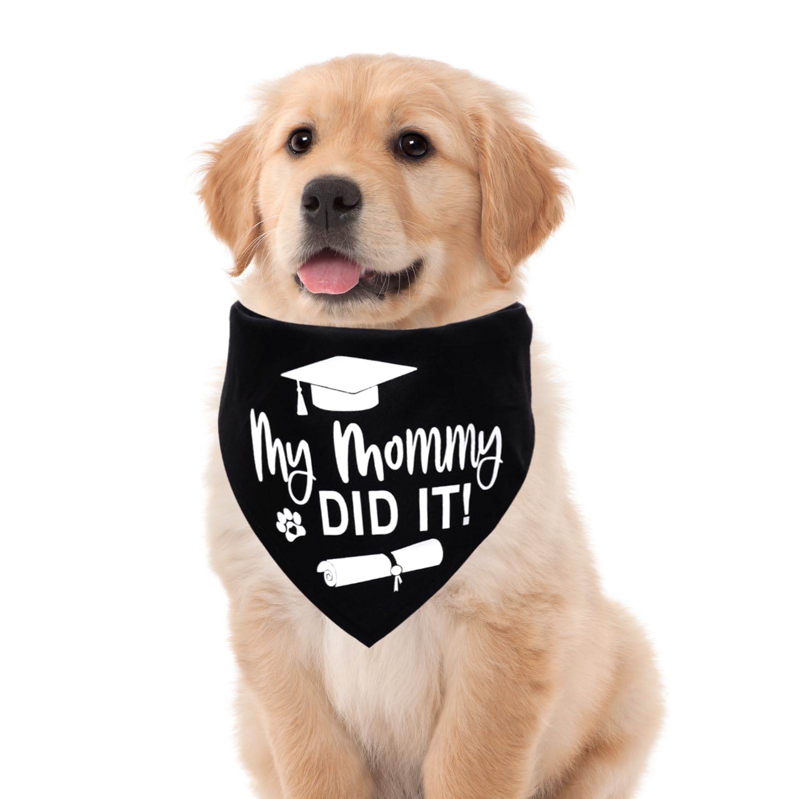 Sumersha Dog Graduation Bandana, My Mommy Did It Dog Bandana Graduation Outfit Black Dog Scarf For Small Medium Large Dogs