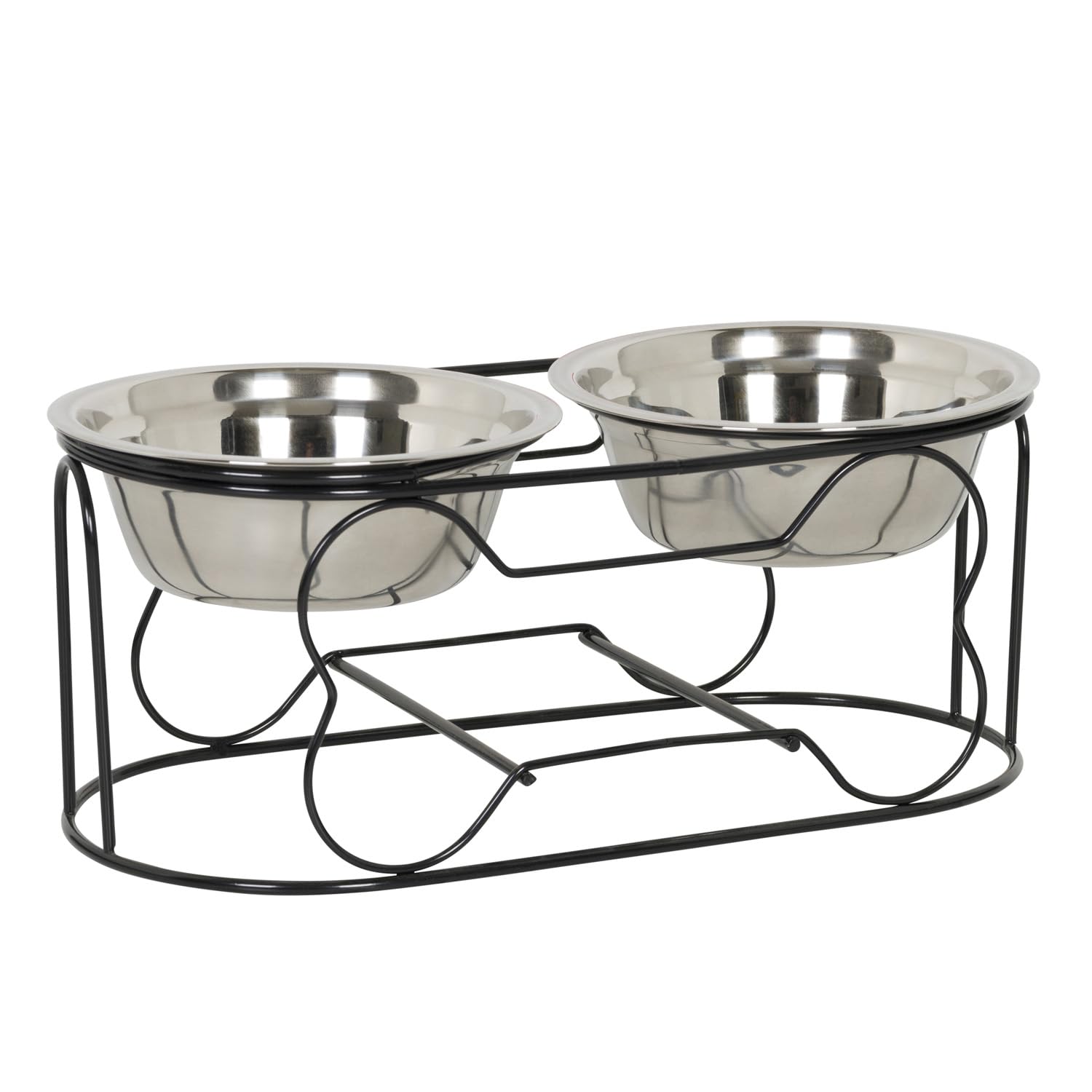 Yml 5-Inch Wrought Iron Stand With Small Double Stainless Steel Feeder Bowl