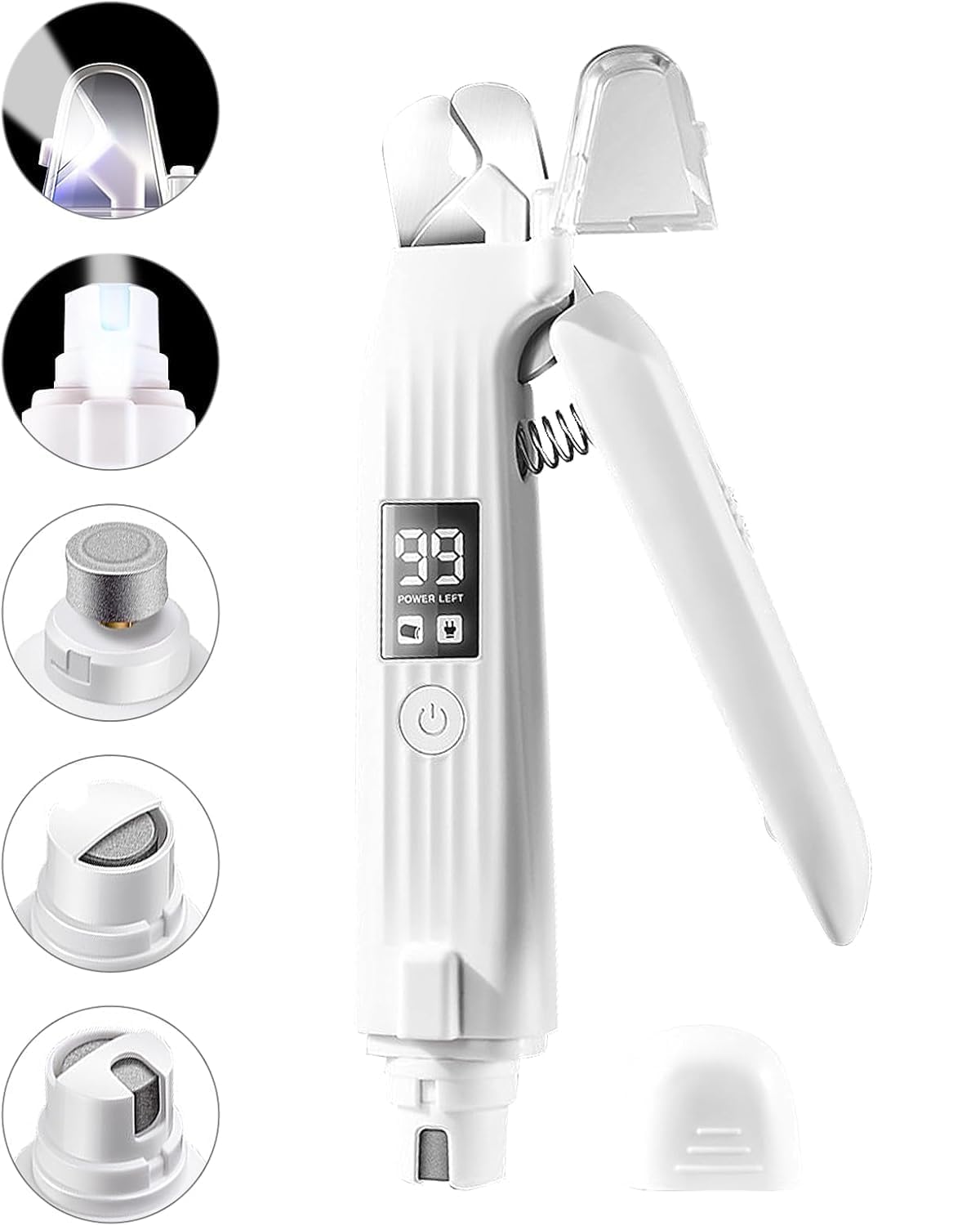 Dog & Cat Nail Clipper And Grinder 2 In 1,Rechargeable With Multiple Sanding Ports And Splash Guard. Led Light On Both Ends,Come