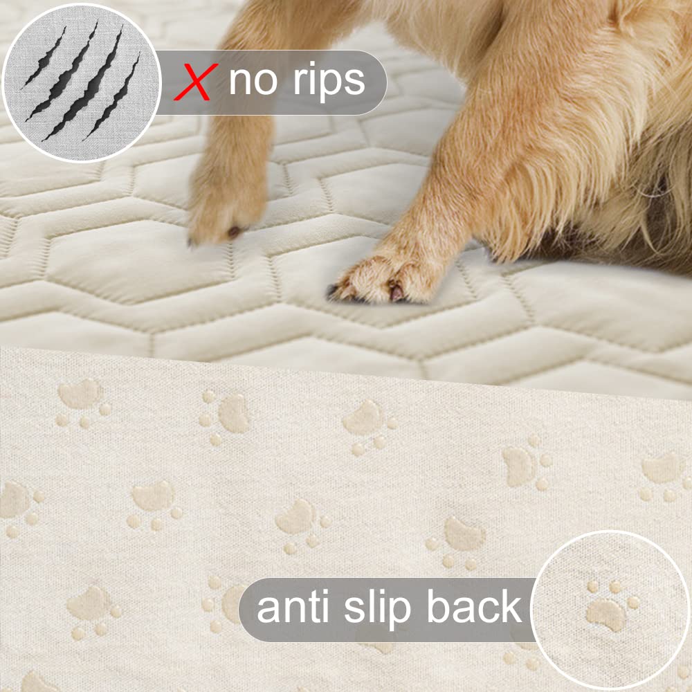 Tcksstex Waterproof & Anti-Slip Dog Bed Cover, 68x82 Inch, Ivory, Polyester - Incontinence Mattress Protector for Pets