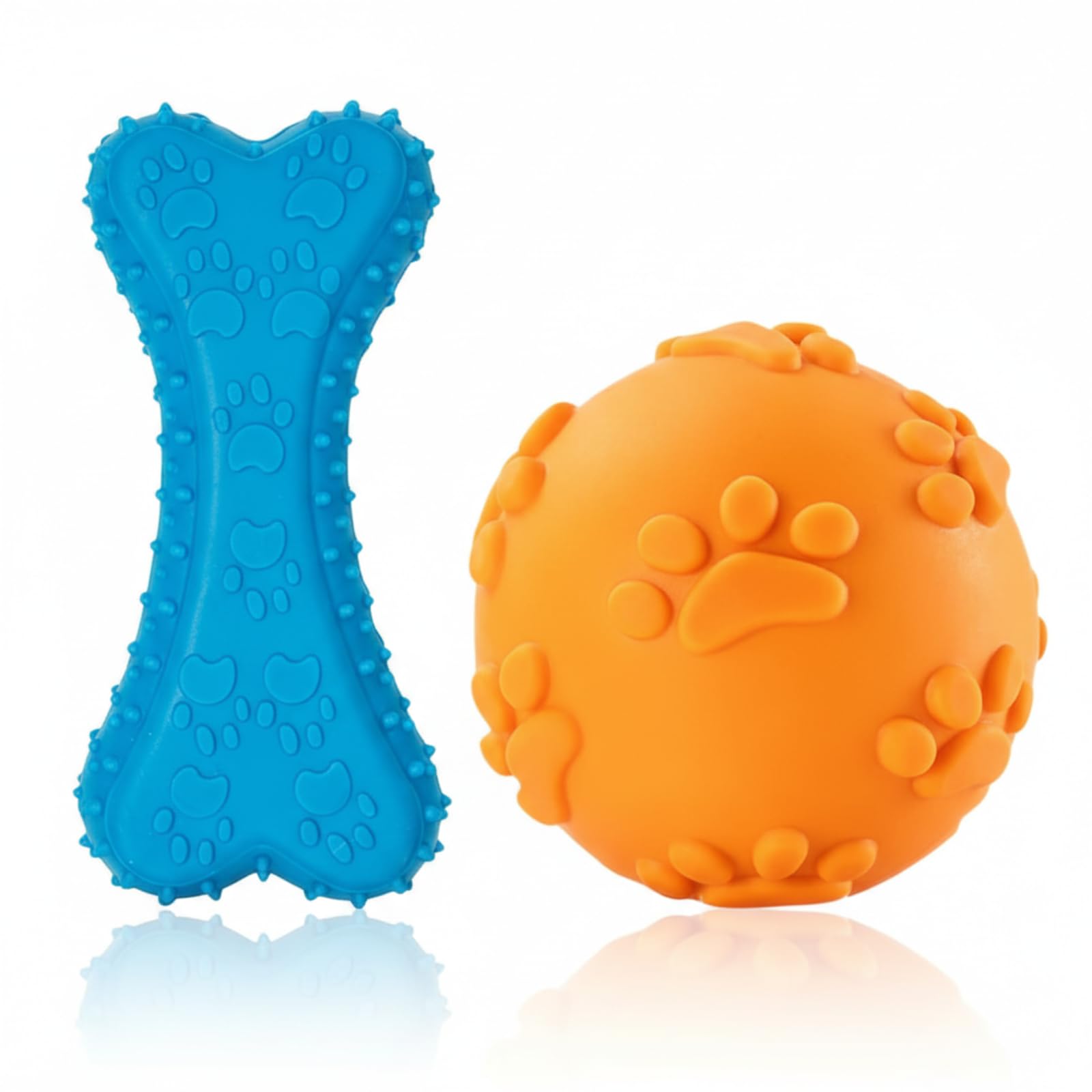 Bohobark Latex Rubber Squeaky Dog Toys (Claw Ball + Prickle Bone) For Puppies & Small Dogs, Durable Squeaky Chew Toys For Teethi