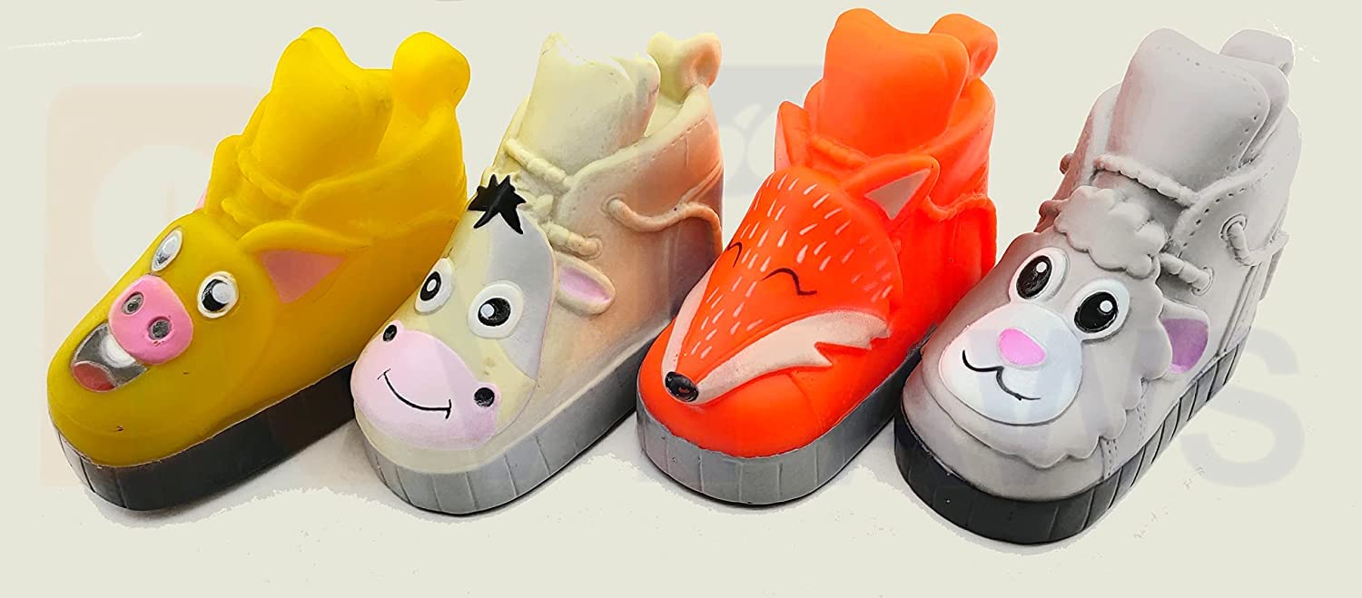 Woofy Squeaky Toys For Puppy, Shoe Shaped Teething, Dog Chew 4.5 Inch Dogs Squeaker Latex Rubber Soft Ball Chewing Teething Fetc