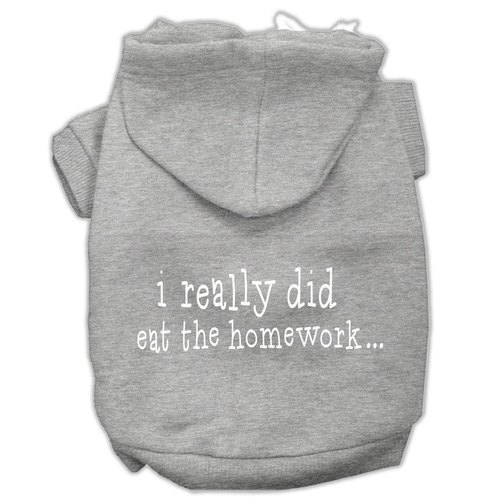 Pet Dog & Cat Hoodie Screen Printed, &quot;I Really Did Eat The Homework&quot; Brown XS (0-3 lbs.)