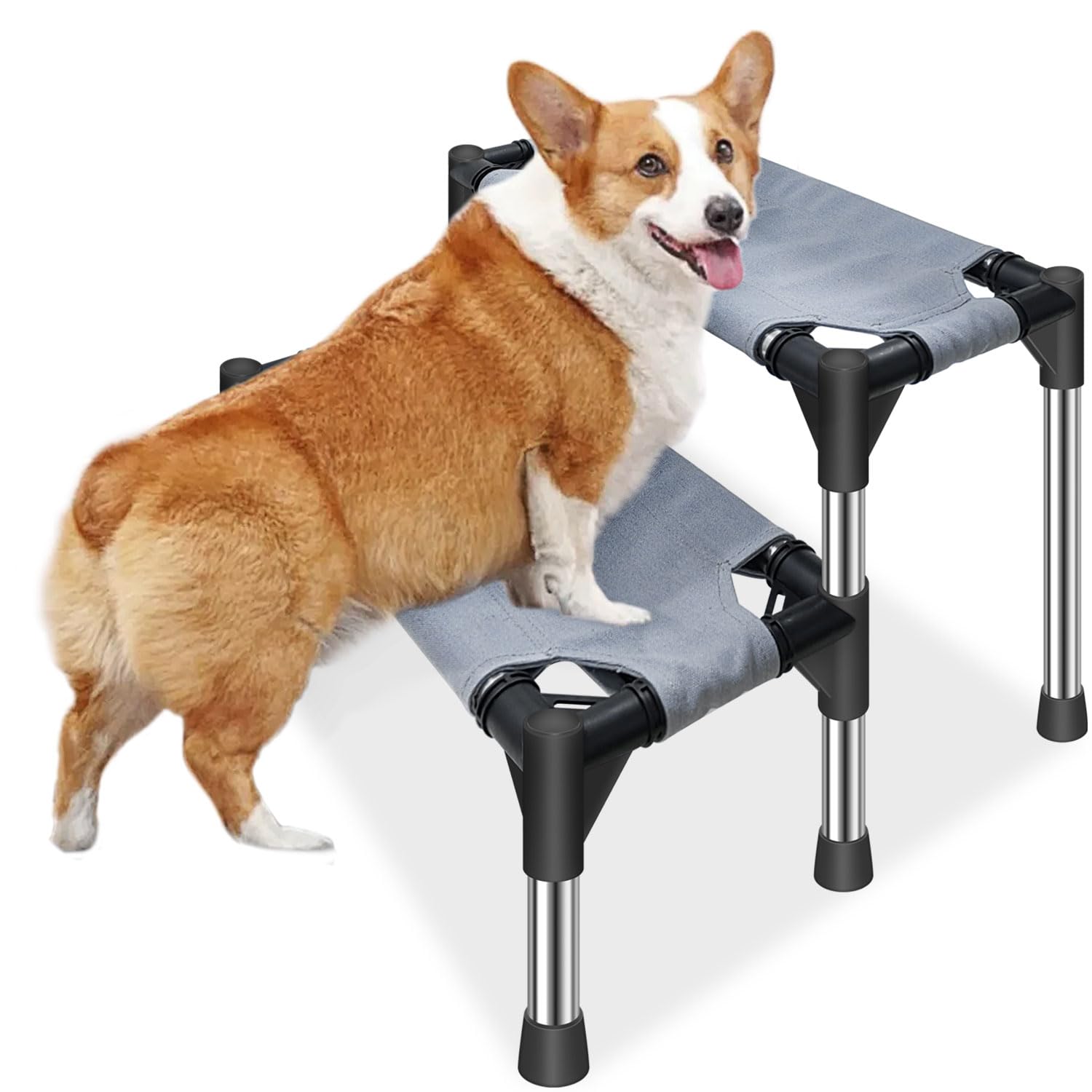 Dog Stairs For Small Dogs - 2 Tiers Dog Steps For High Bed And Couchsofa 12.2 H, Non-Slip Bottom Pet Stairs, For Dogs And Cats